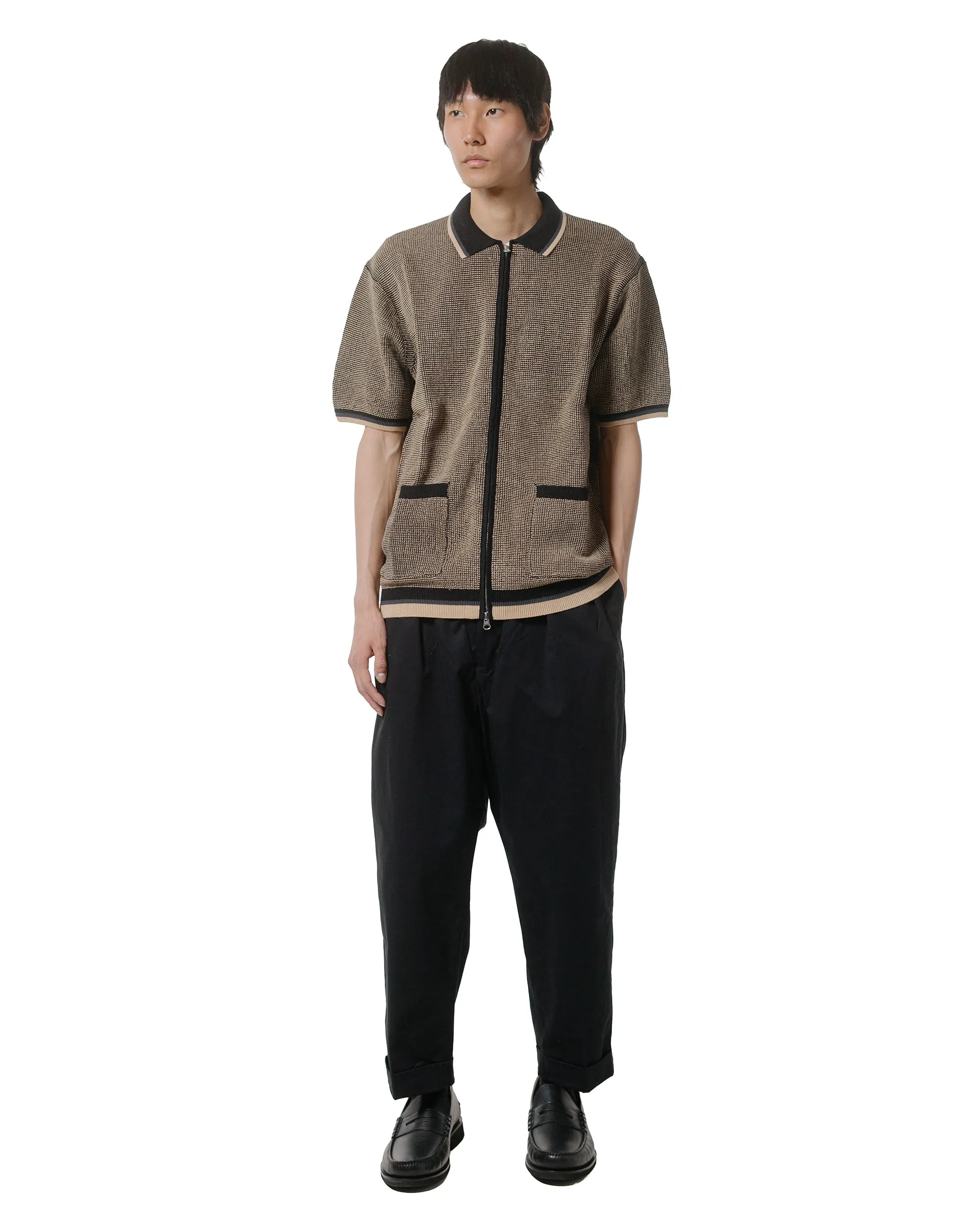 Beams Plus Zip Knit Polo Black sold by Lost & Found product image thumbnail 4
