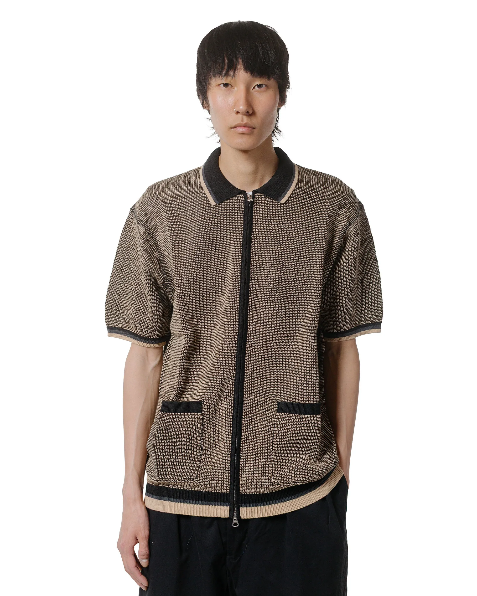 Beams Plus Zip Knit Polo Black sold by Lost & Found product image thumbnail 2