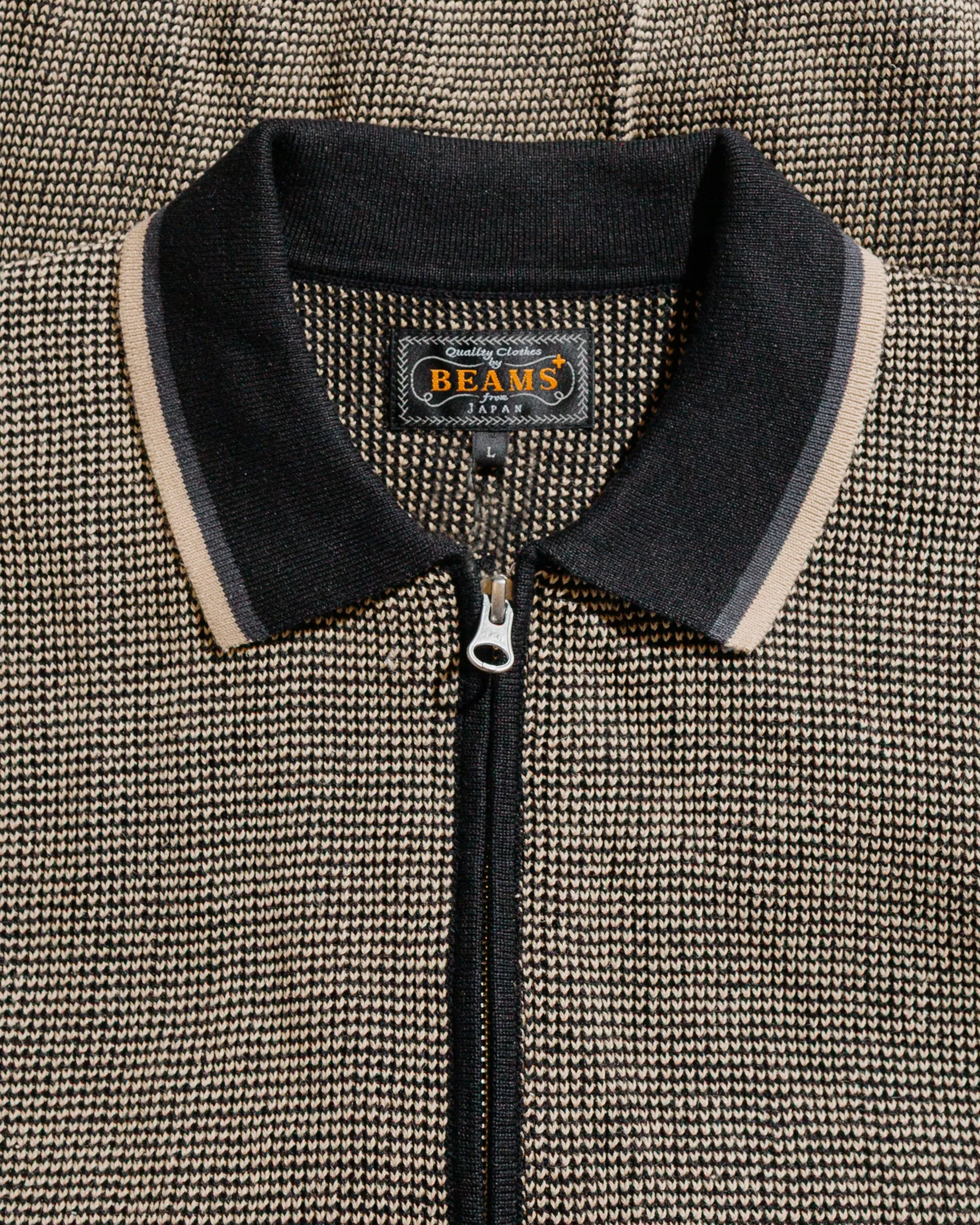 Beams Plus Zip Knit Polo Black sold by Lost & Found product image thumbnail 5