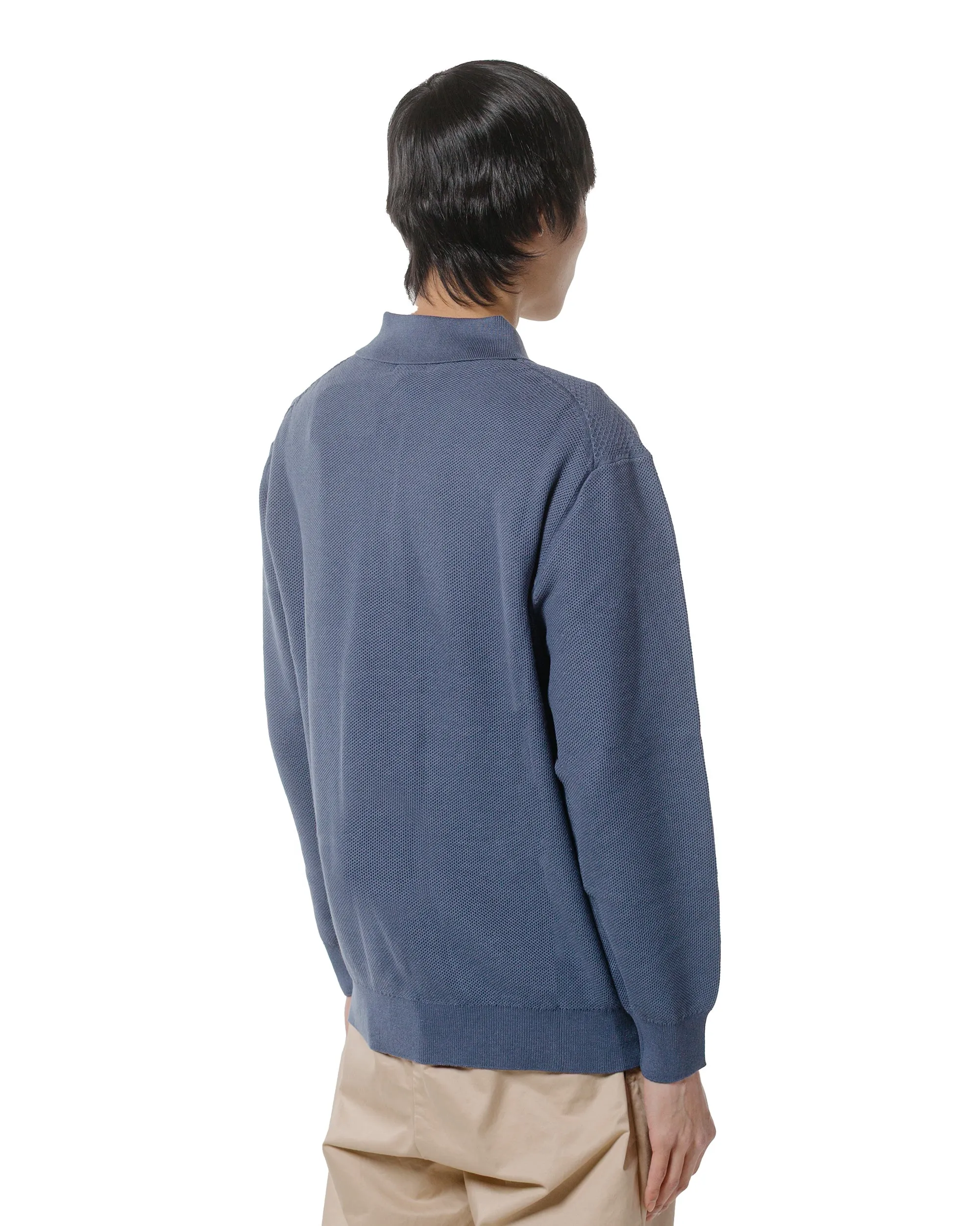 Beams Plus Knit Polo Diamond Pattern Blue sold by Lost & Found product image thumbnail 3