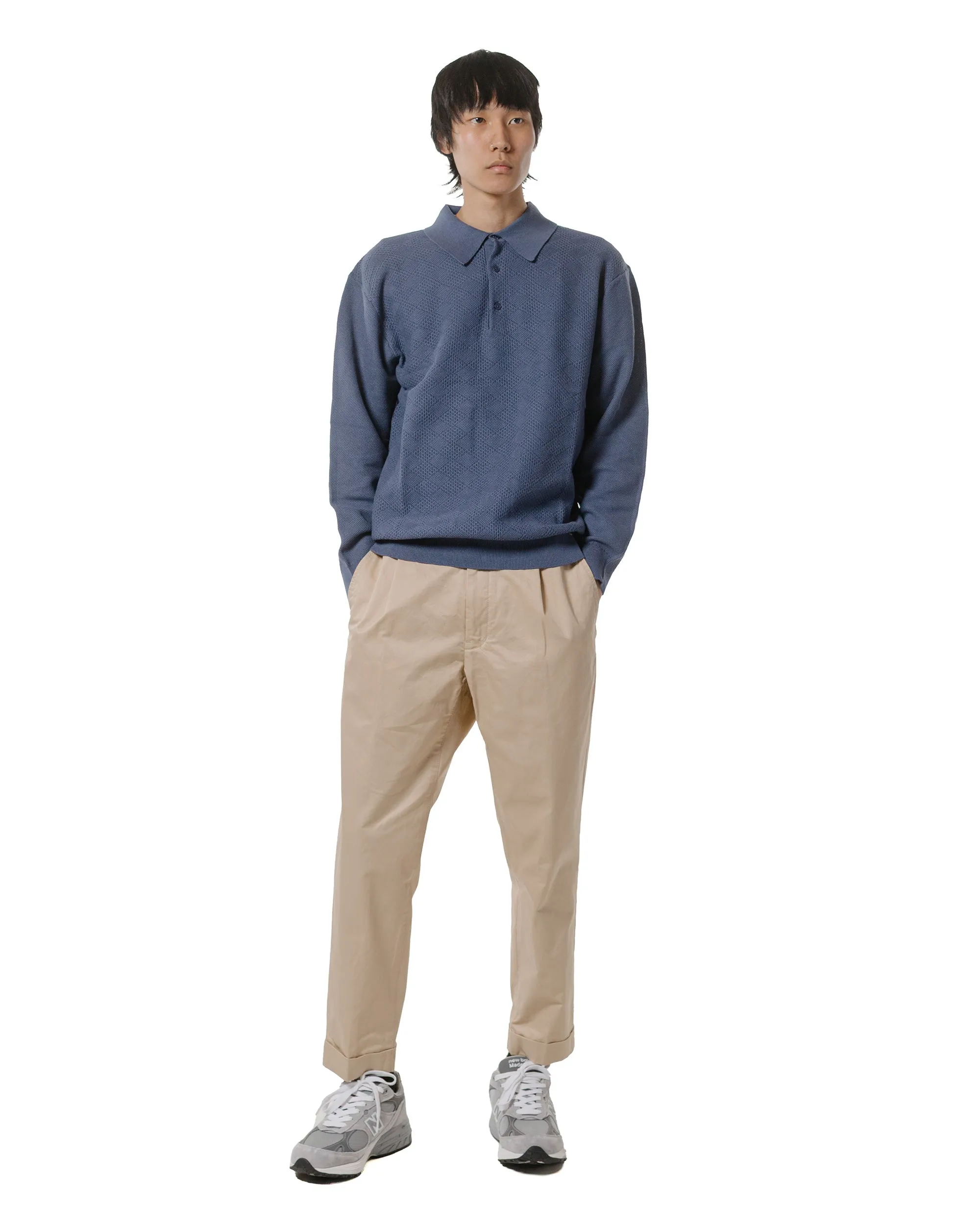Beams Plus Knit Polo Diamond Pattern Blue sold by Lost & Found product image thumbnail 4