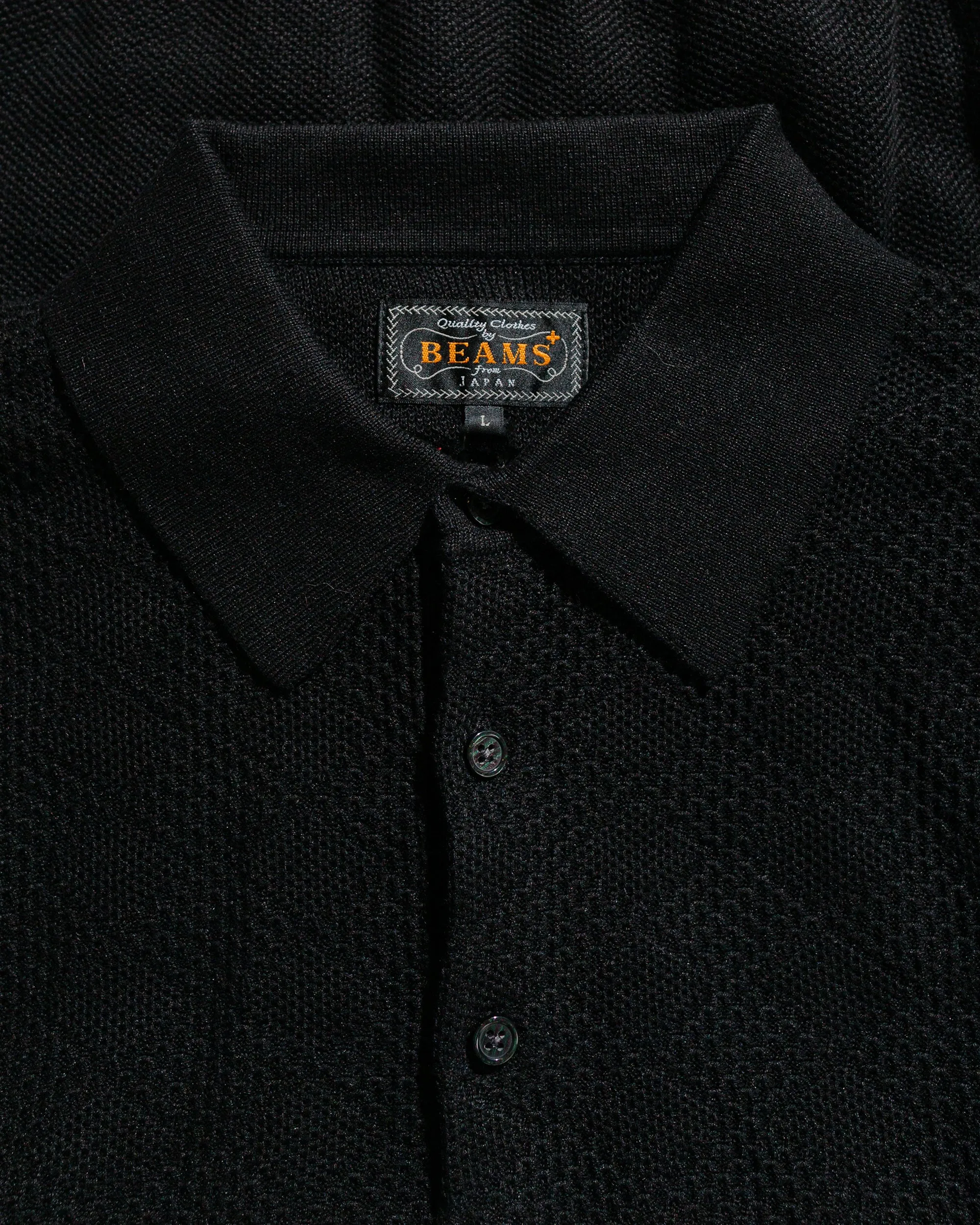 Beams Plus Knit Polo Diamond Pattern Black sold by Lost & Found product image thumbnail 5
