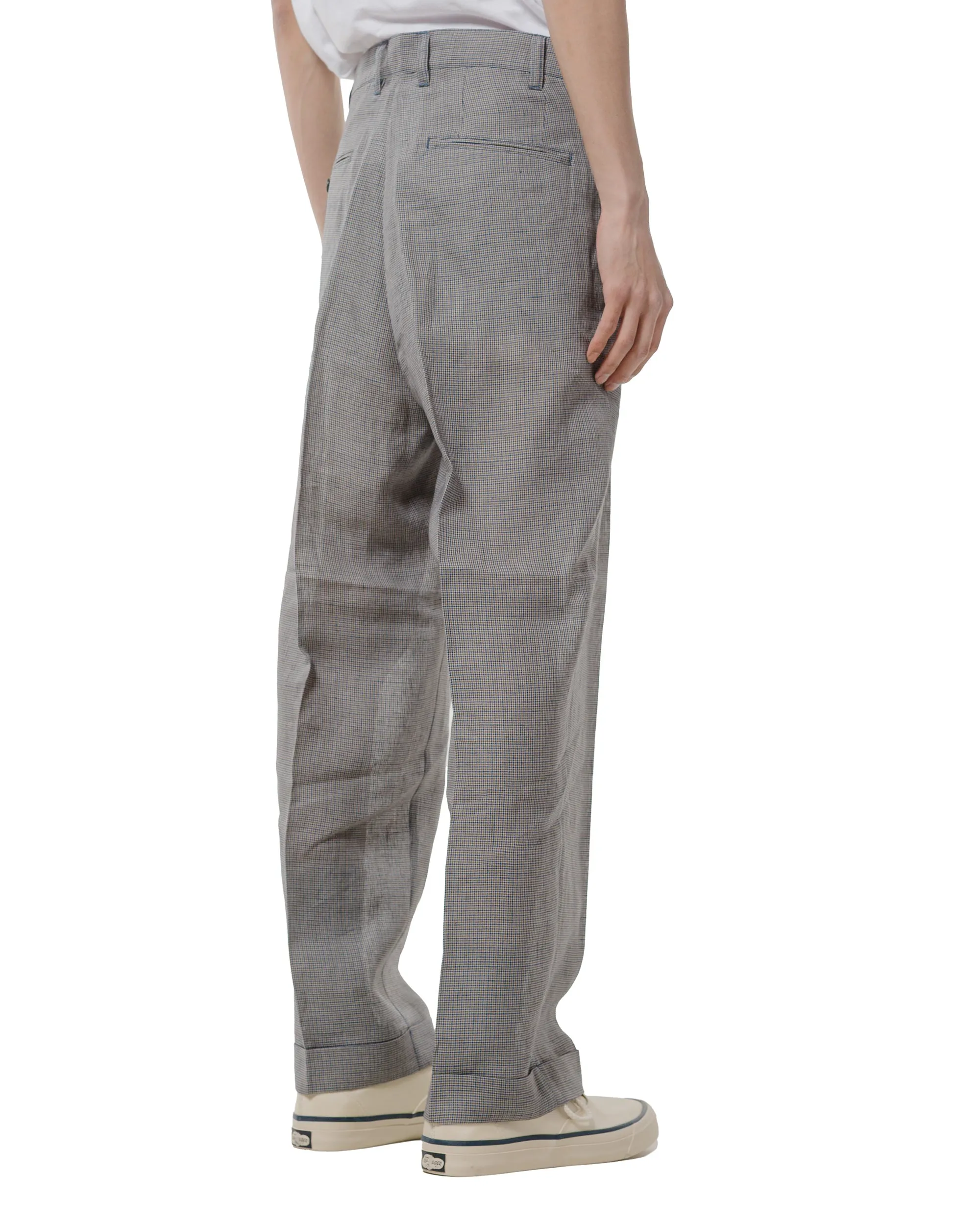 Beams Plus 2Pleats Trousers Linen Cupra Gun Club Check Grey sold by Lost & Found product image thumbnail 3