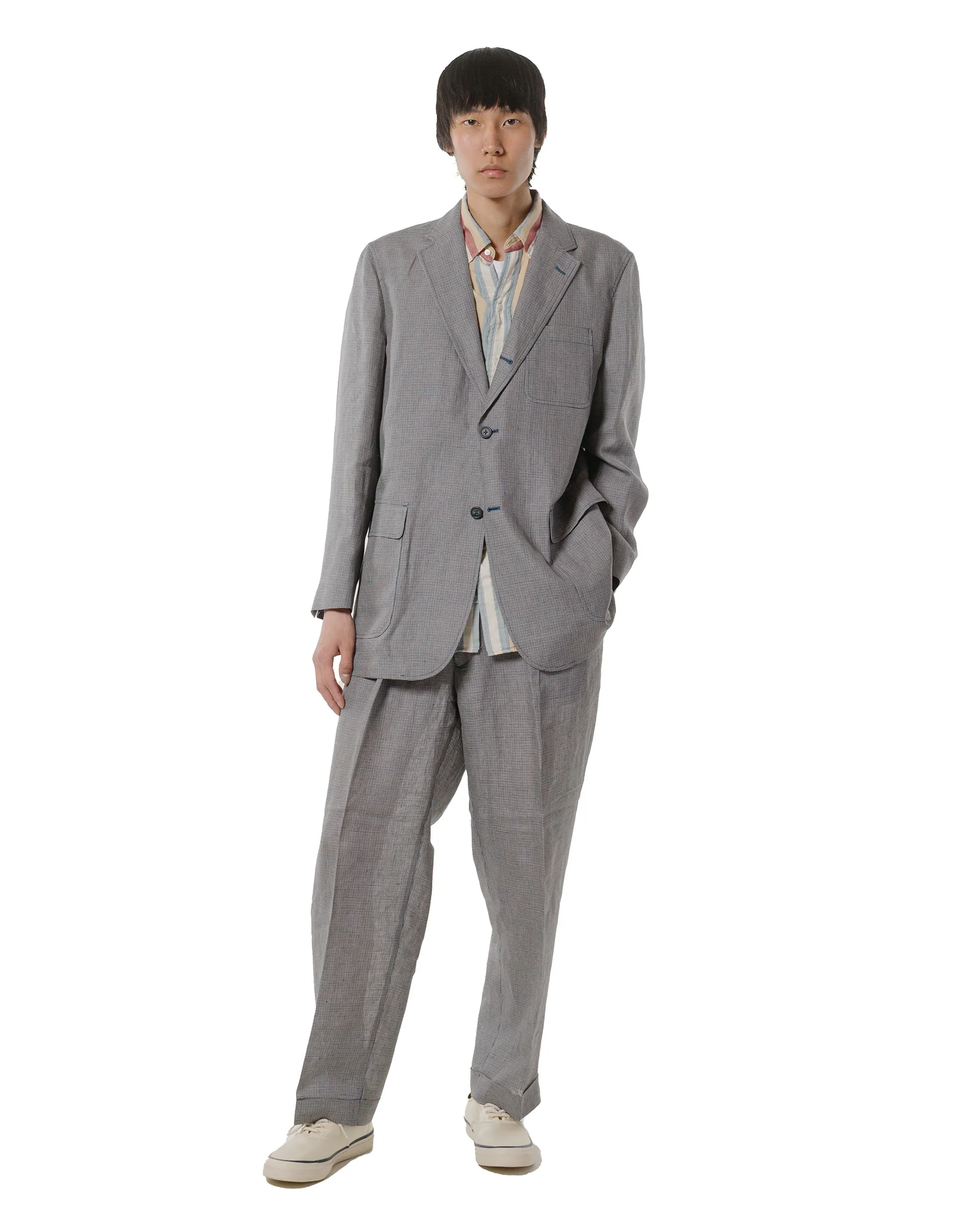 Beams Plus 2Pleats Trousers Linen Cupra Gun Club Check Grey sold by Lost & Found product image thumbnail 4
