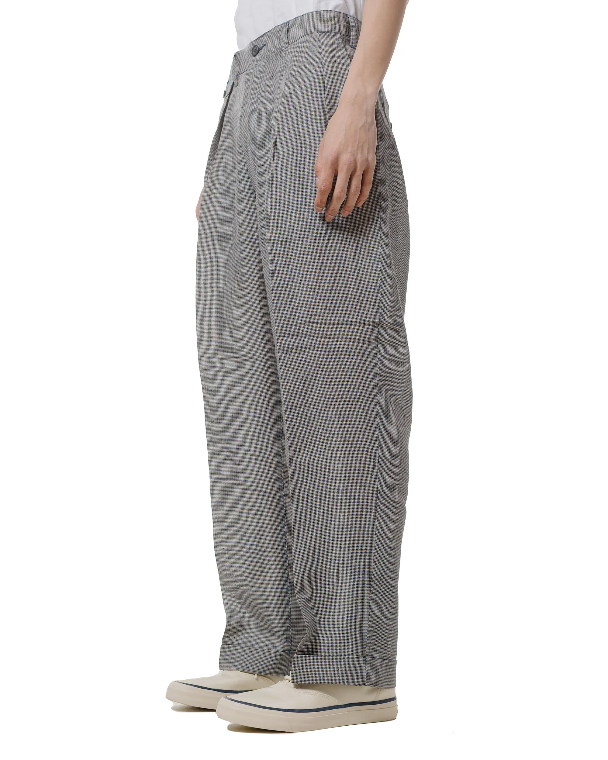Beams Plus 2Pleats Trousers Linen Cupra Gun Club Check Grey sold by Lost & Found product image thumbnail 2