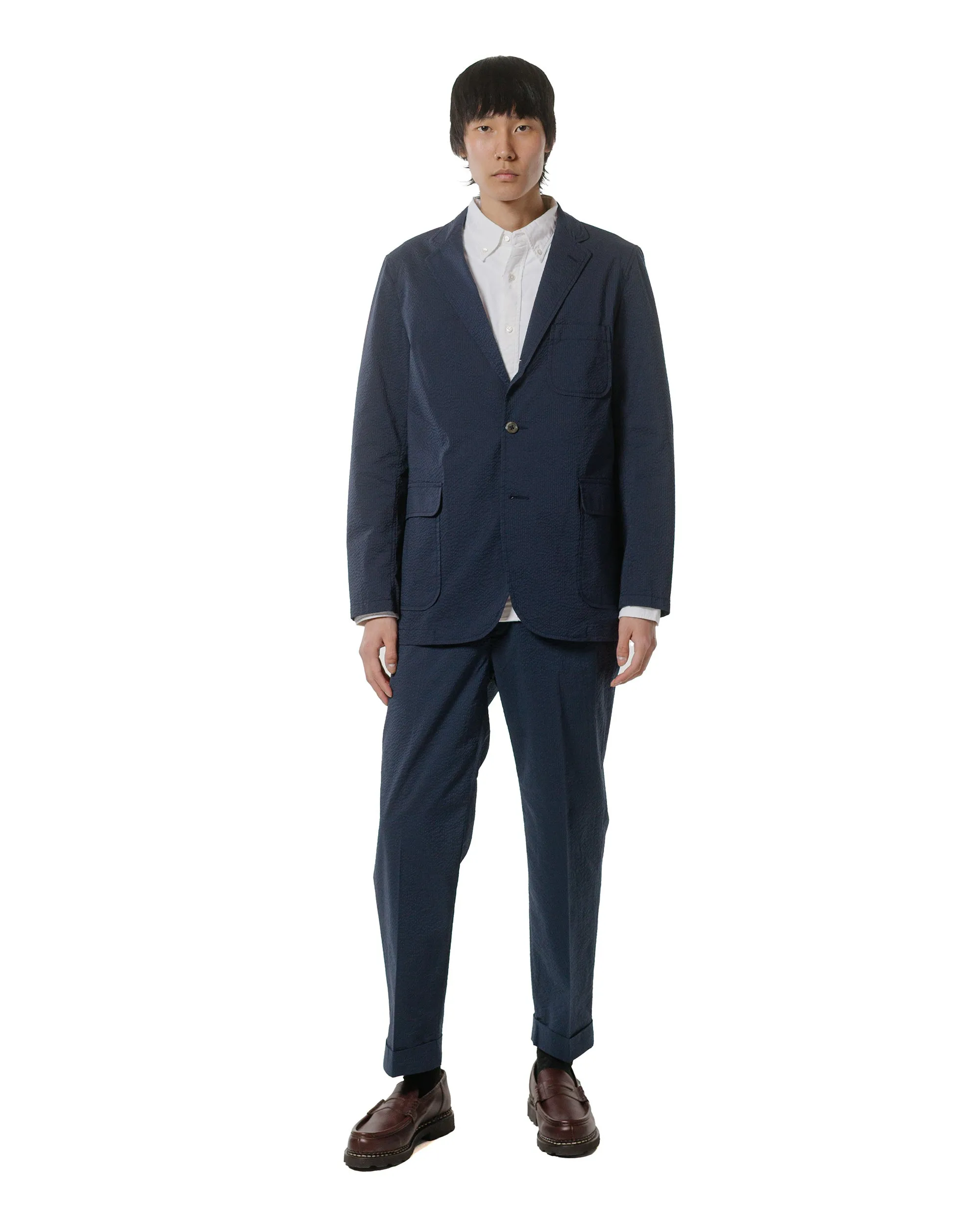 Beams Plus Ivy Trousers Ankle-Cut COOLMAX® Seersucker Navy sold by Lost & Found product image thumbnail 4