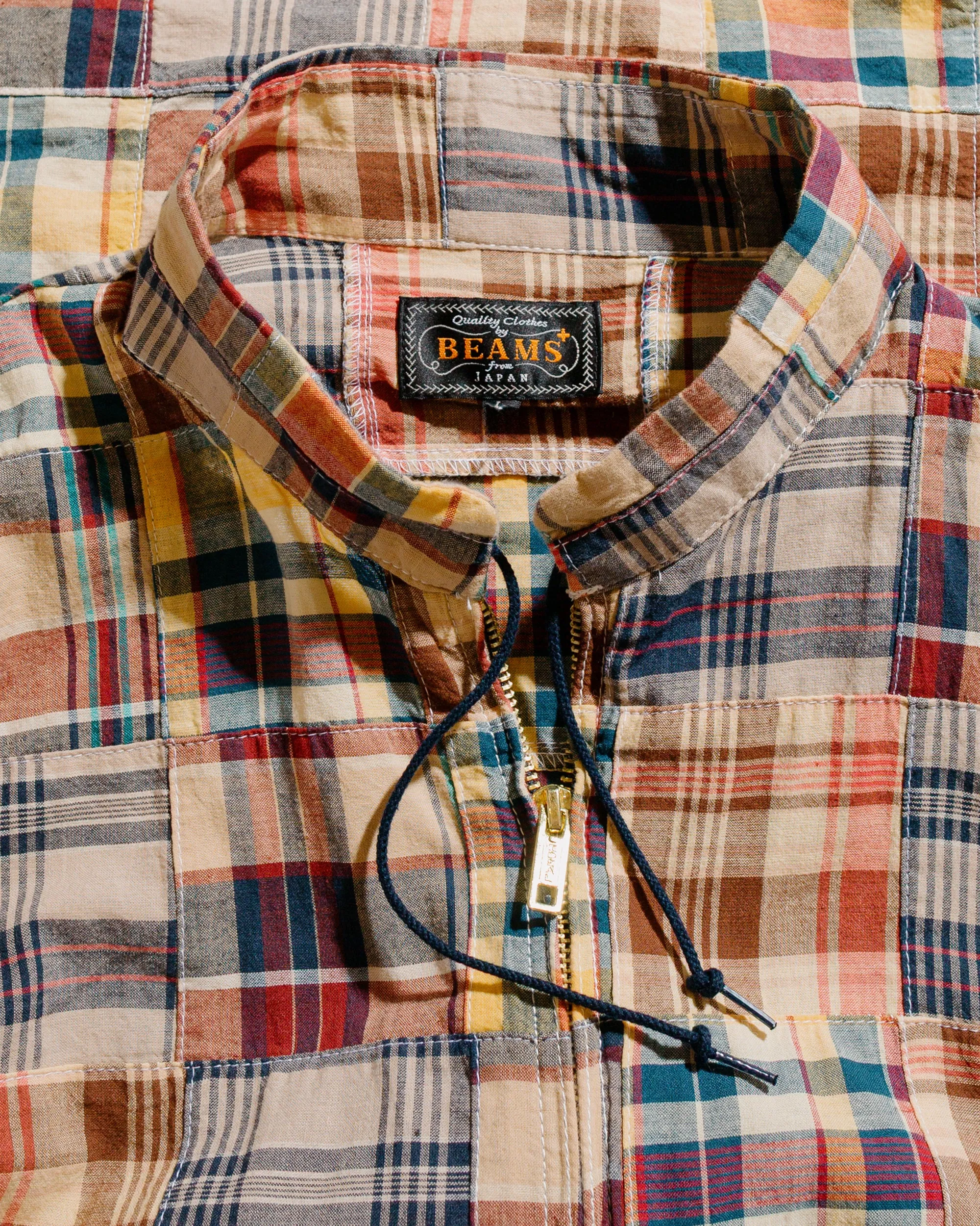 Beams Plus Swing Jacket Patchwork Madras Beige sold by Lost & Found product image thumbnail 5