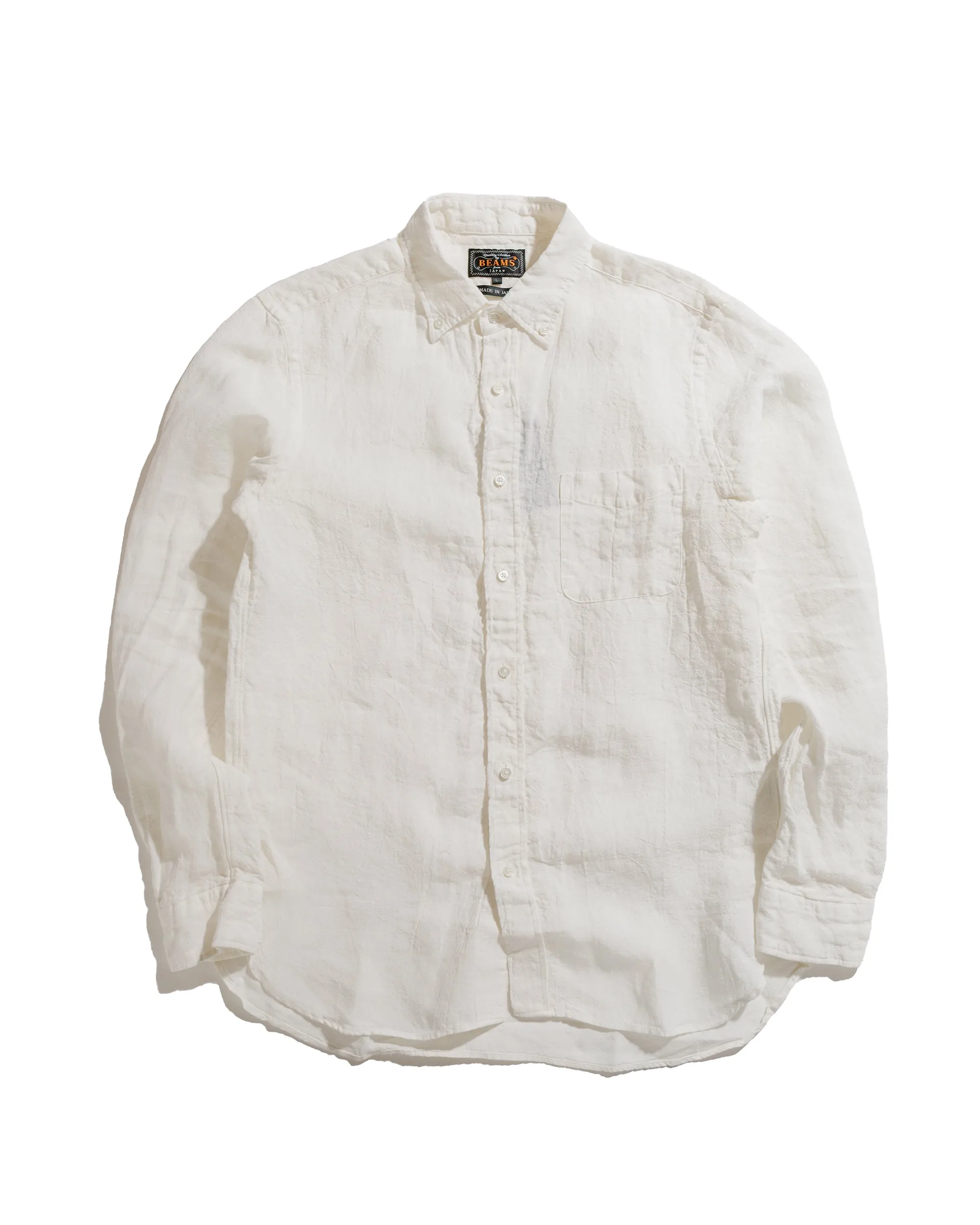 Beams Plus B.D. 1/40 Linen Chambray White sold by Lost & Found