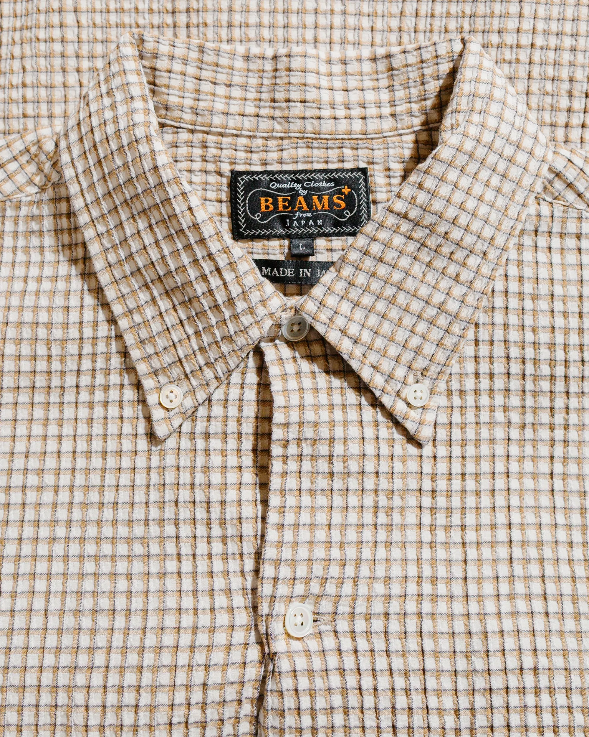 Beams Plus Open B.D. Plaid Beige sold by Lost & Found product image thumbnail 5