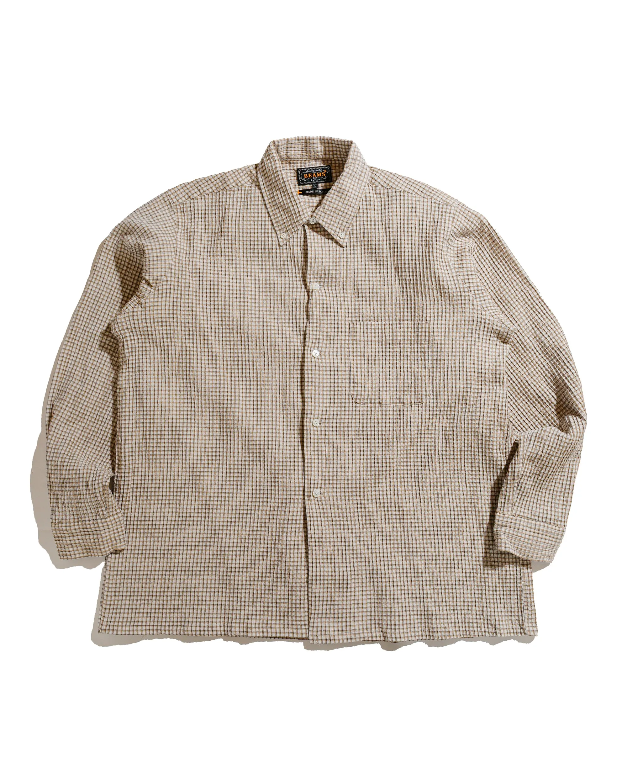 Beams Plus Open B.D. Plaid Beige sold by Lost & Found