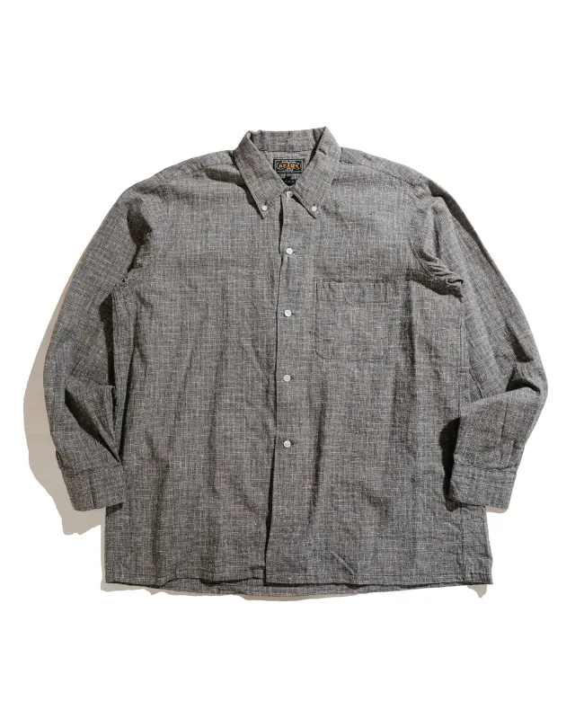 Beams Plus Open B.D. Nep Check Cotton Linen Charcoal sold by Lost & Found