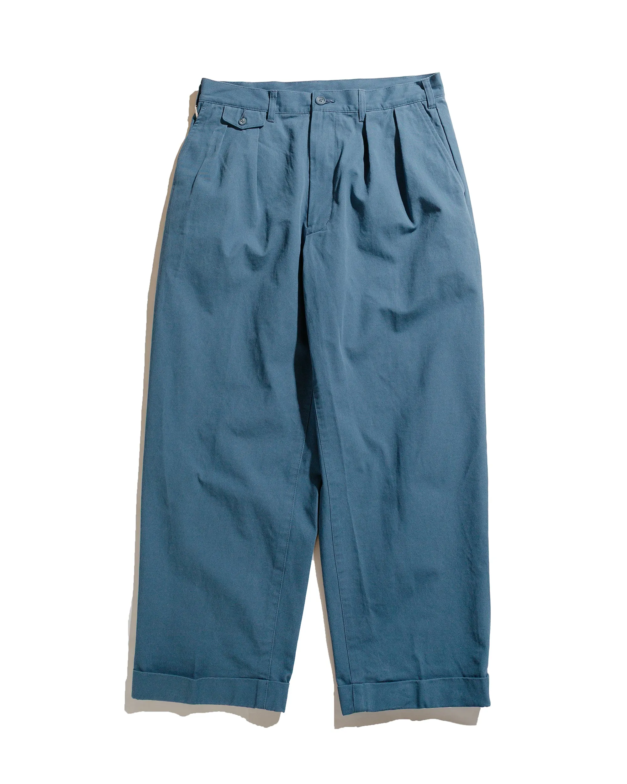 Beams Plus 2Pleats Trousers Twill Bio Washed Sax sold by Lost & Found