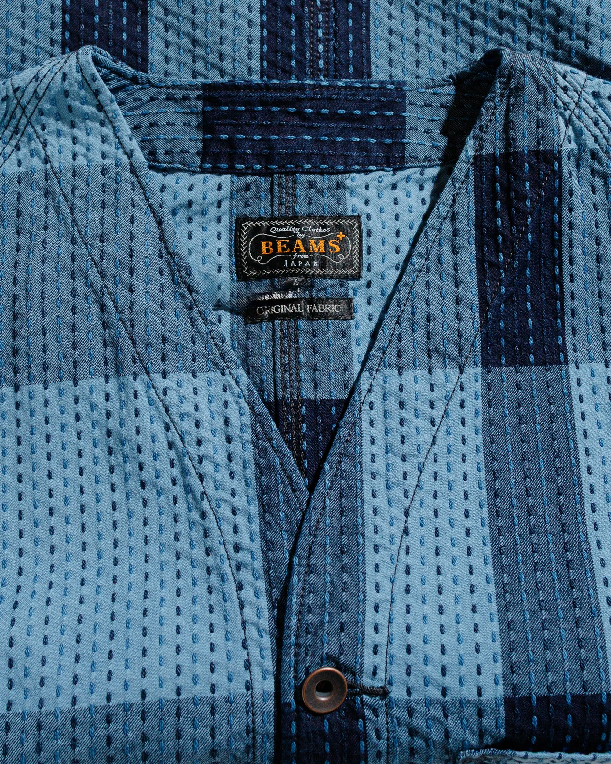 Beams Plus Engineer Jacket Indigo Sashiko Plaid sold by Lost & Found product image thumbnail 5
