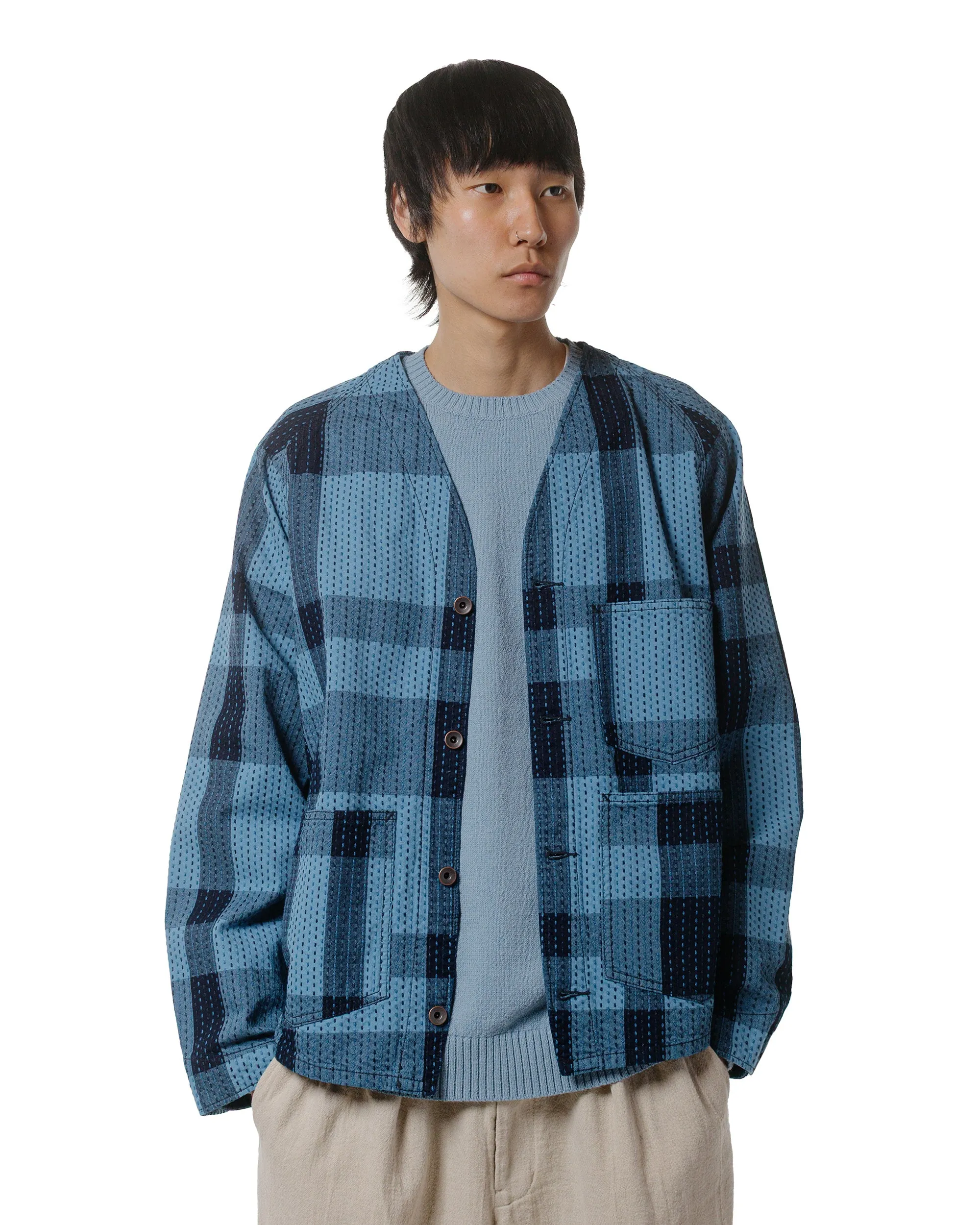 Beams Plus Engineer Jacket Indigo Sashiko Plaid sold by Lost & Found product image thumbnail 2