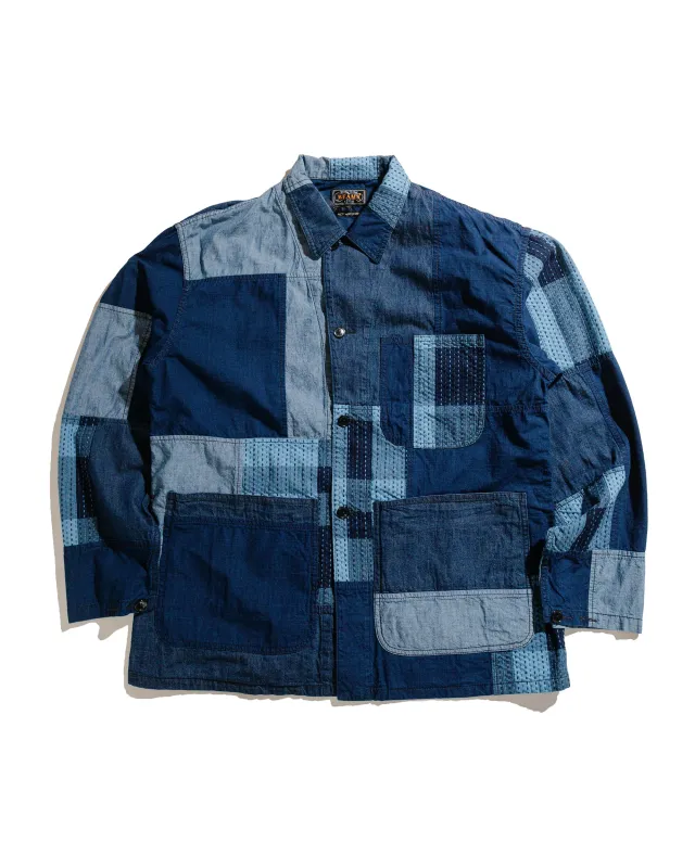 Beams Plus MIL Chore Jacket Indigo Patchwork sold by Lost & Found