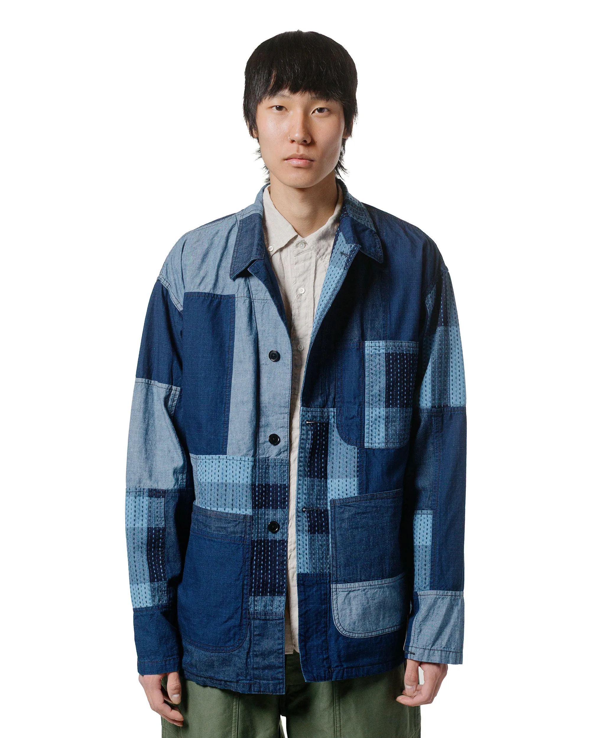 Beams Plus MIL Chore Jacket Indigo Patchwork sold by Lost & Found product image thumbnail 2