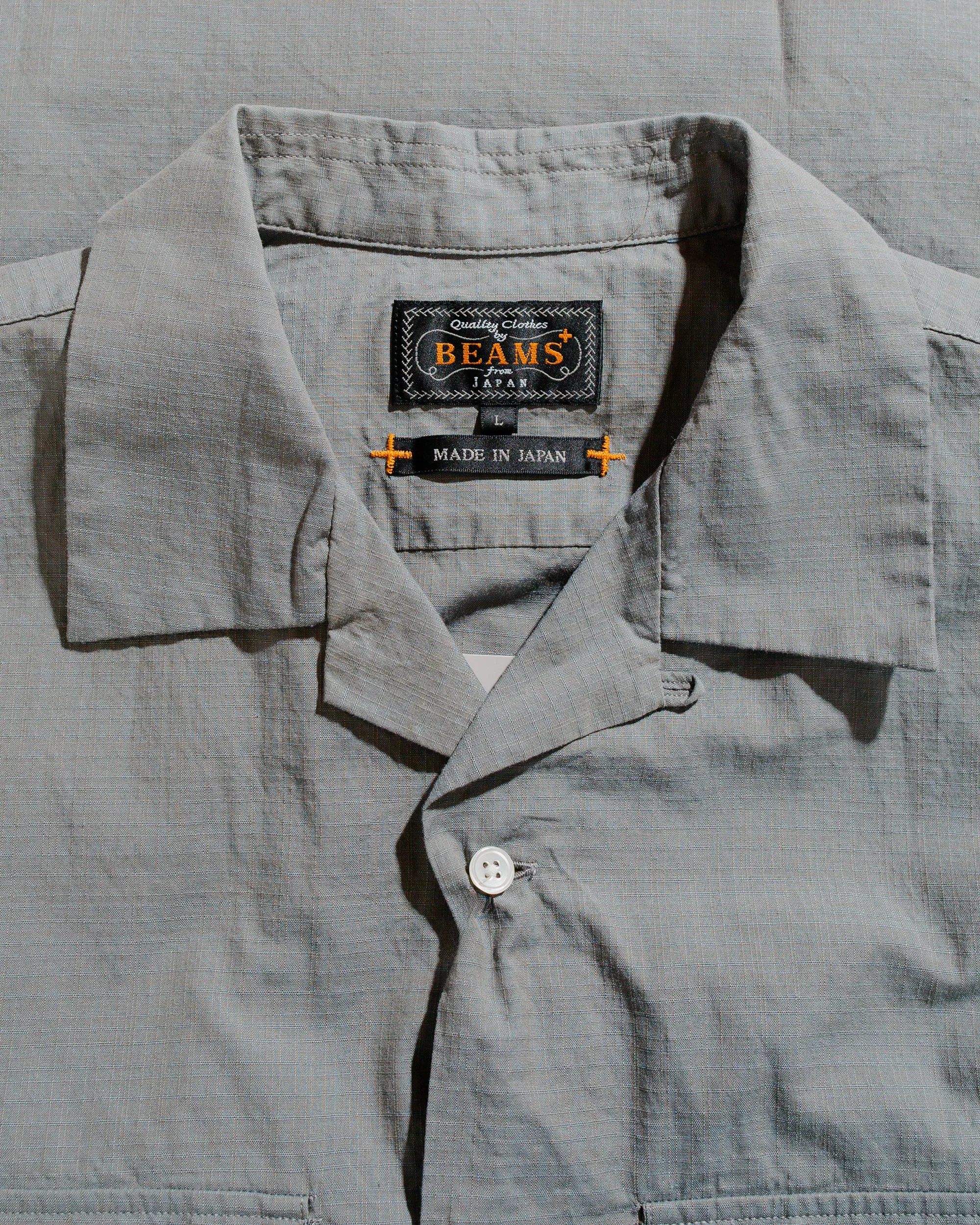 Beams Plus Open Collar Slab Chambray Sage sold by Lost & Found product image thumbnail 5