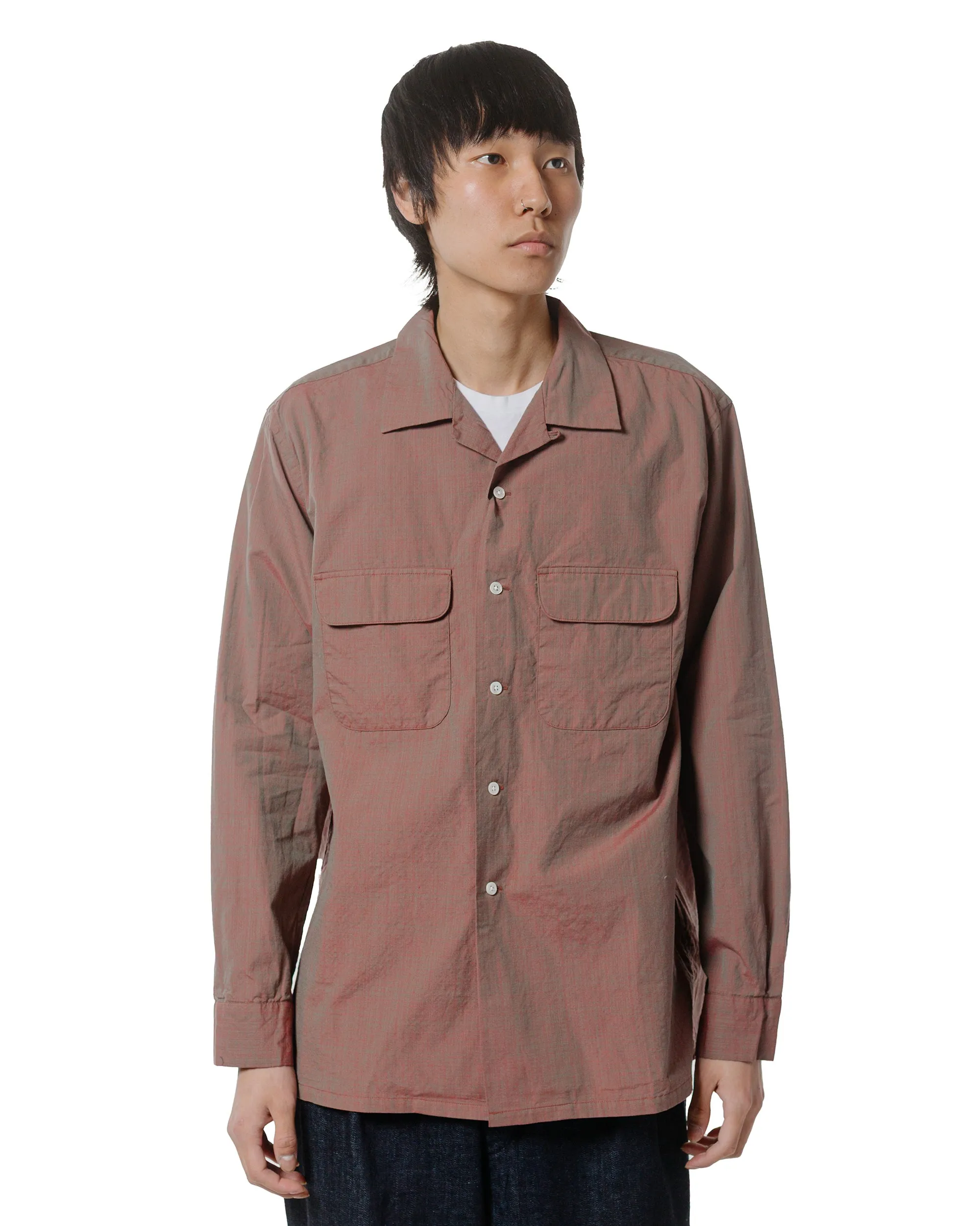 Beams Plus Open Collar Slab Chambray Red sold by Lost & Found product image thumbnail 2