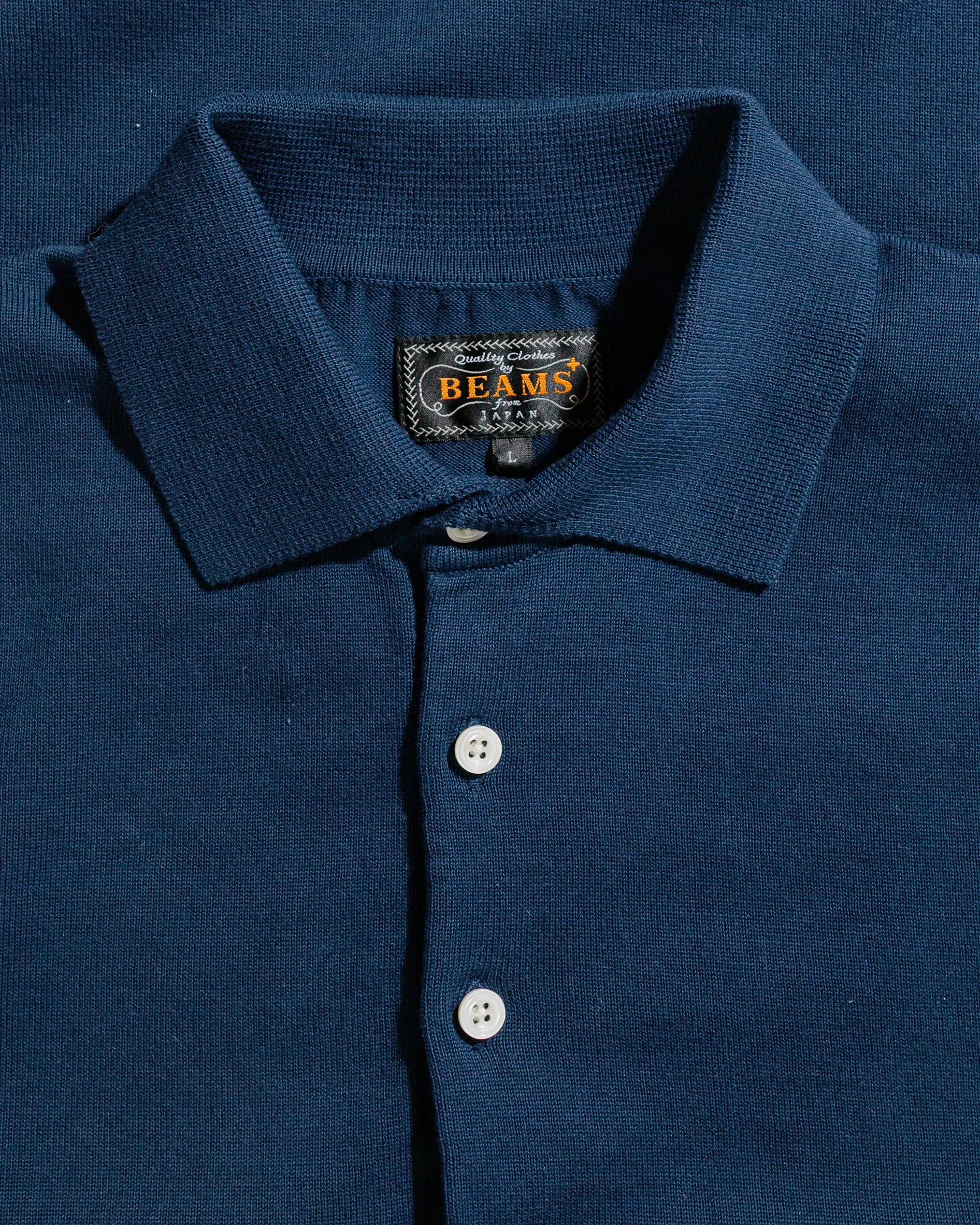 Beams Plus Knit Polo Solid 12G Navy sold by Lost & Found product image thumbnail 5