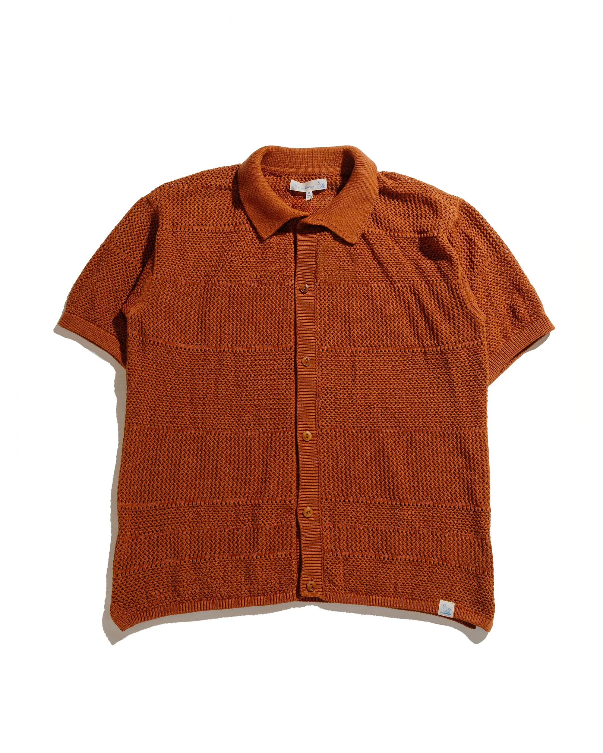 Merz B. Schwanen KNITSHIRT01 Crochet Shirt Caramel sold by Lost & Found