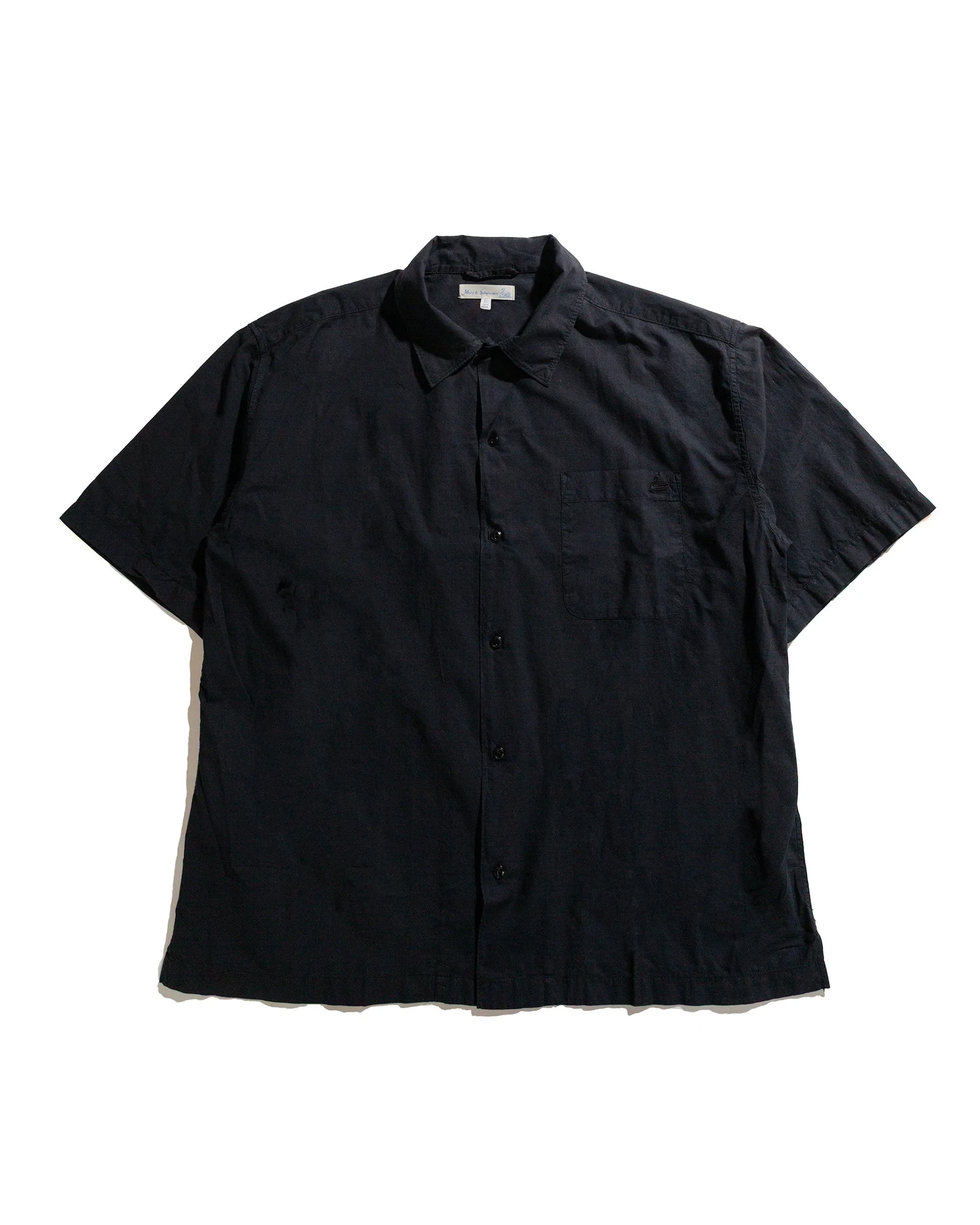 Merz B. Schwanen SHIRT09LP Unisex Short Sleeve Cotton Poplin Shirt Deep Black sold by Lost & Found