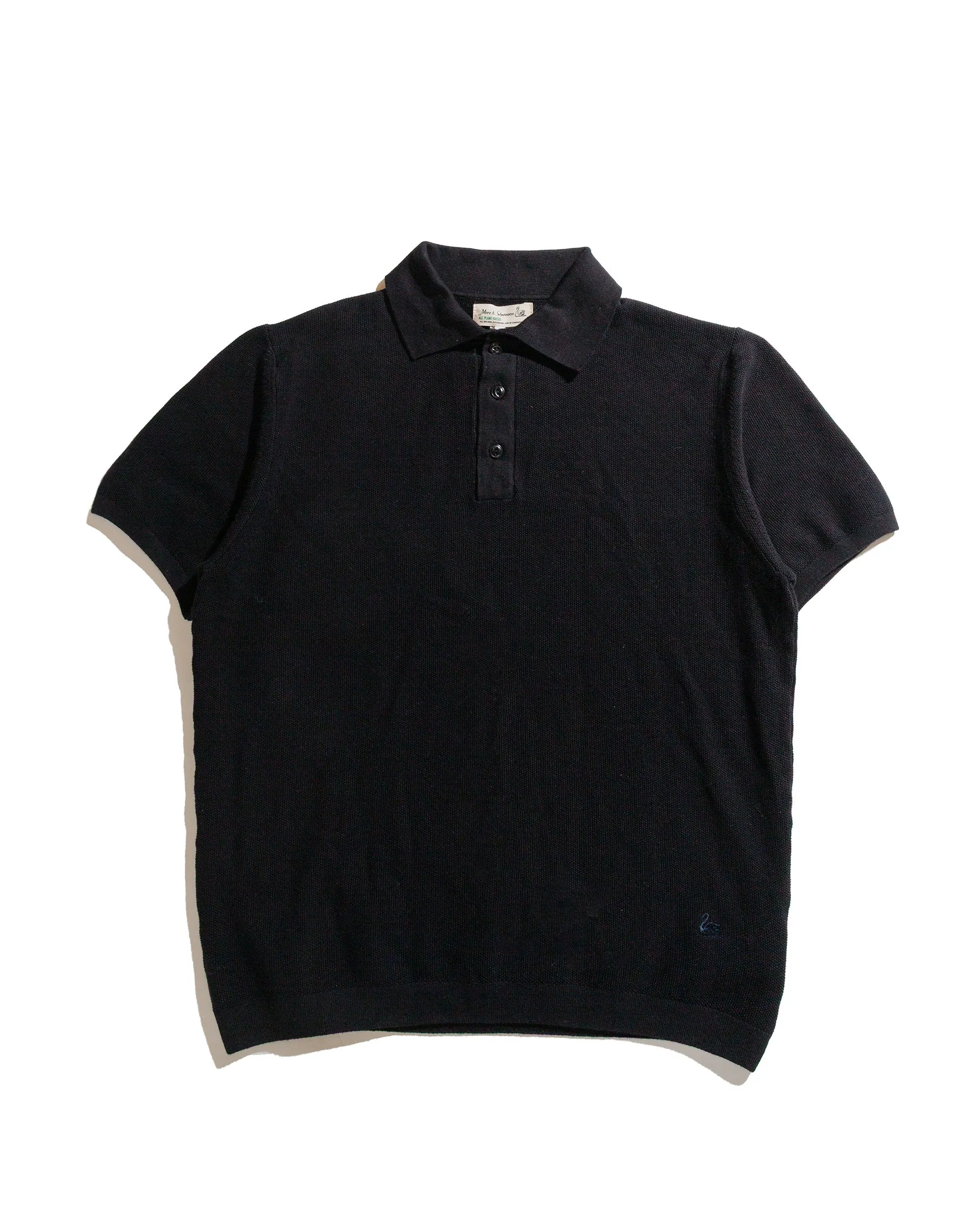Merz B. Schwanen KPLP02 Knitted Polo Deep Black sold by Lost & Found