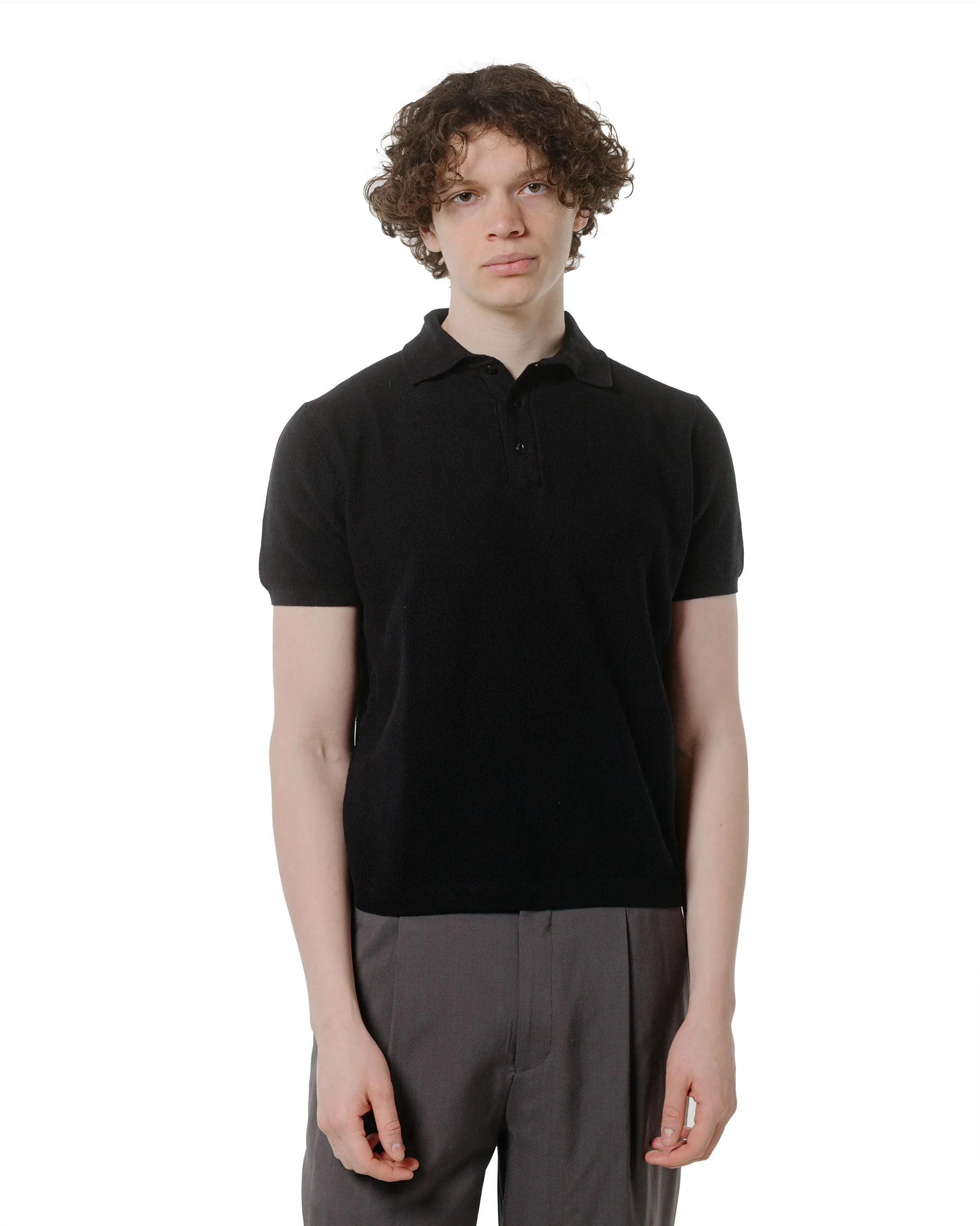 Merz B. Schwanen KPLP02 Knitted Polo Deep Black sold by Lost & Found product image thumbnail 2