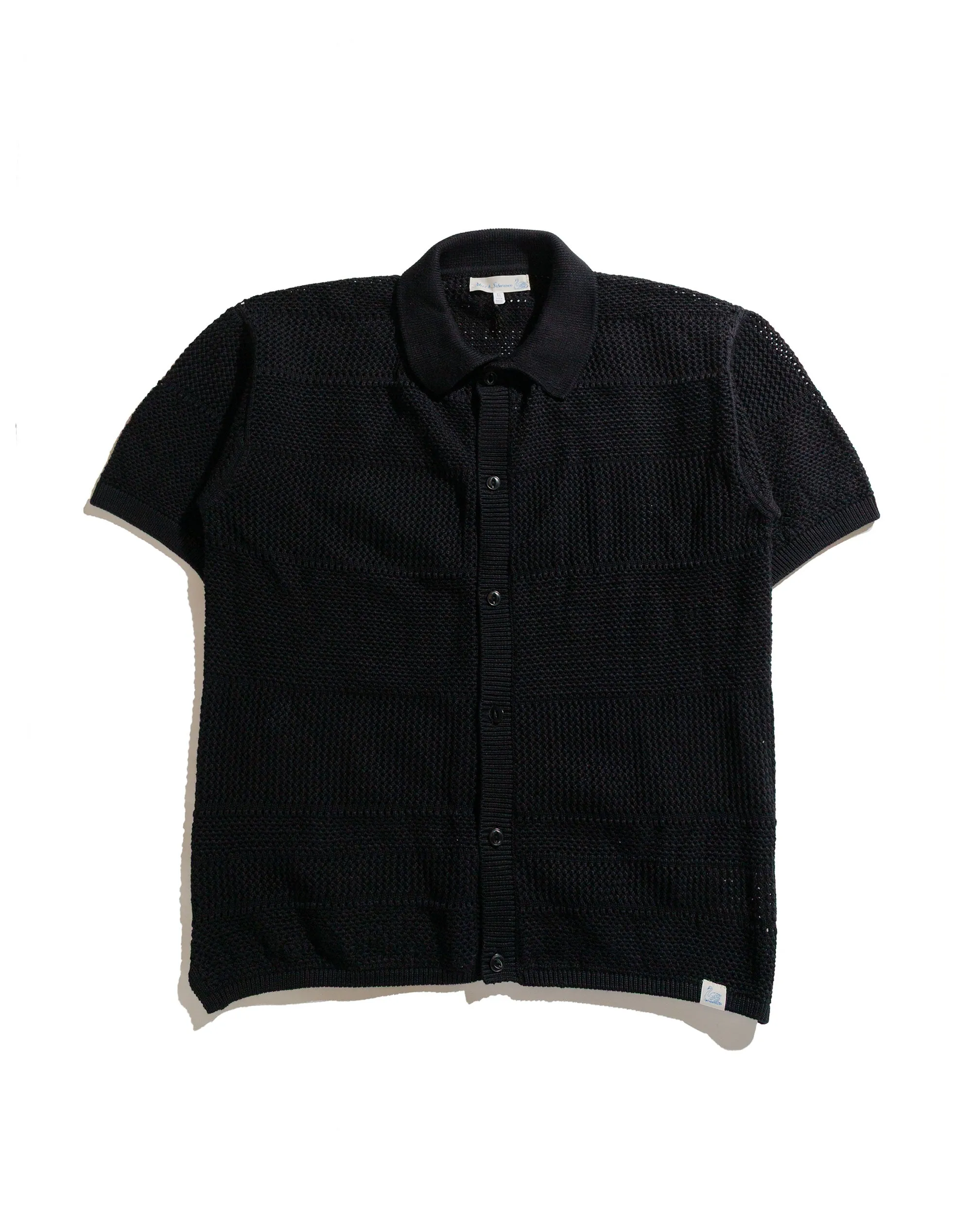 Merz B. Schwanen KNITSHIRT01 Crochet Shirt Deep Black sold by Lost & Found