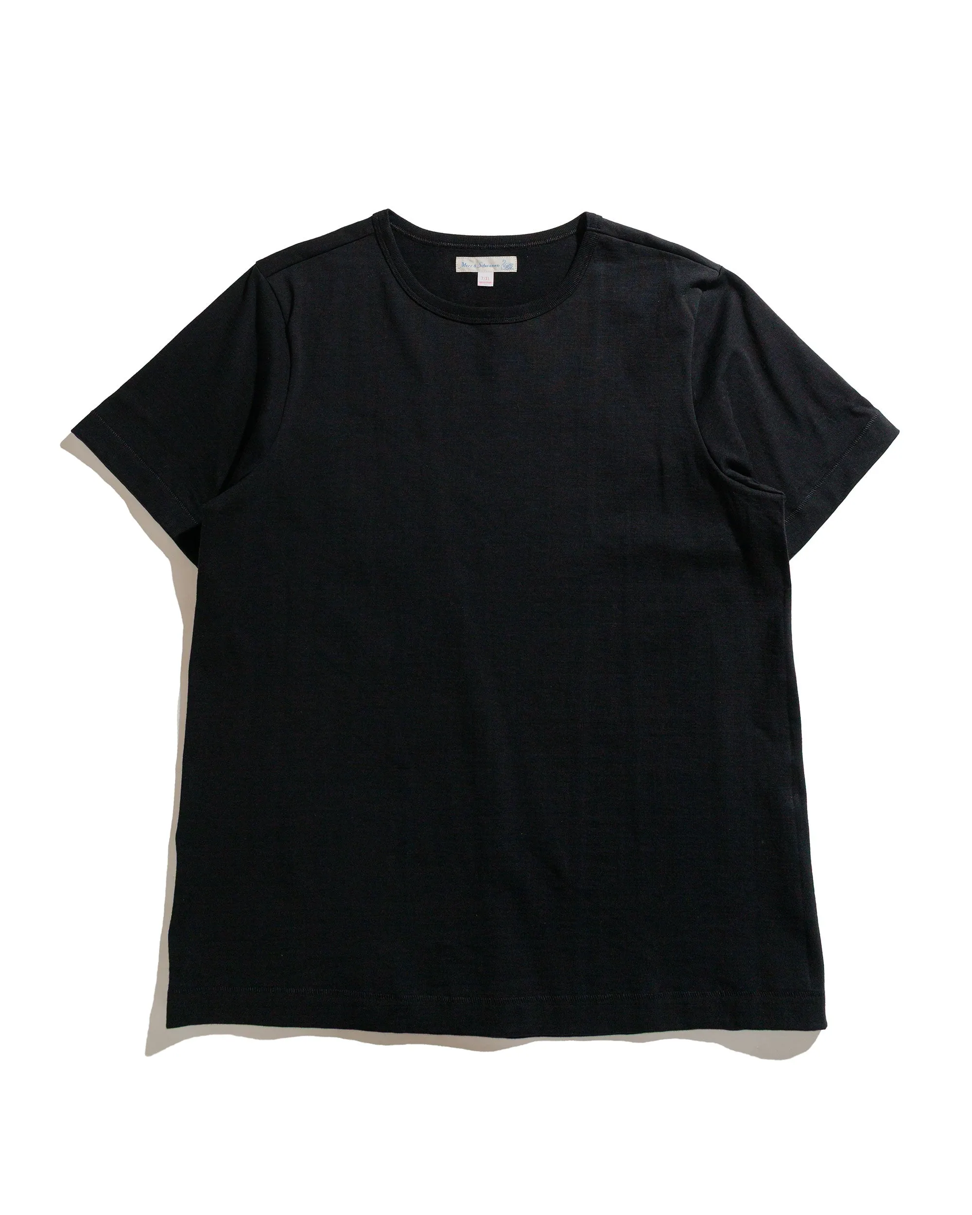 Merz B. Schwanen 1950s Loopwheeled T-Shirt Deep Black sold by Lost & Found