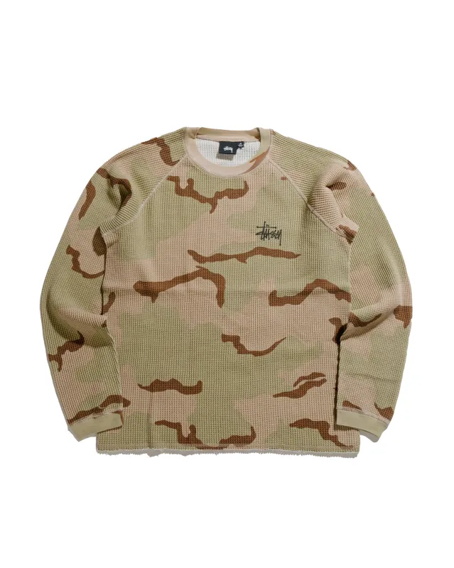 Stüssy Basic Stock Raglan Thermal Sand Camo sold by Lost & Found