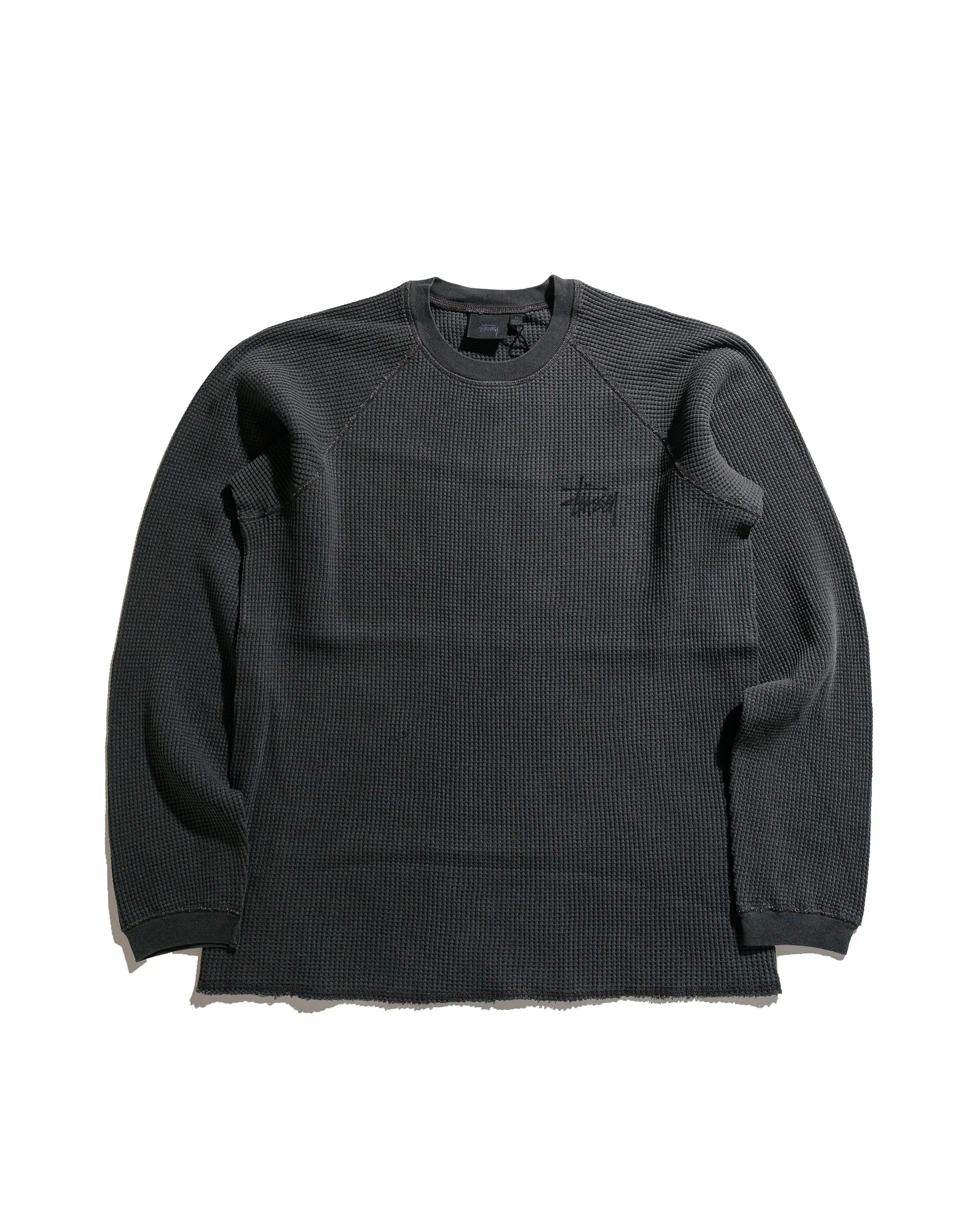 Stüssy Basic Stock Raglan Thermal Washed Black sold by Lost & Found