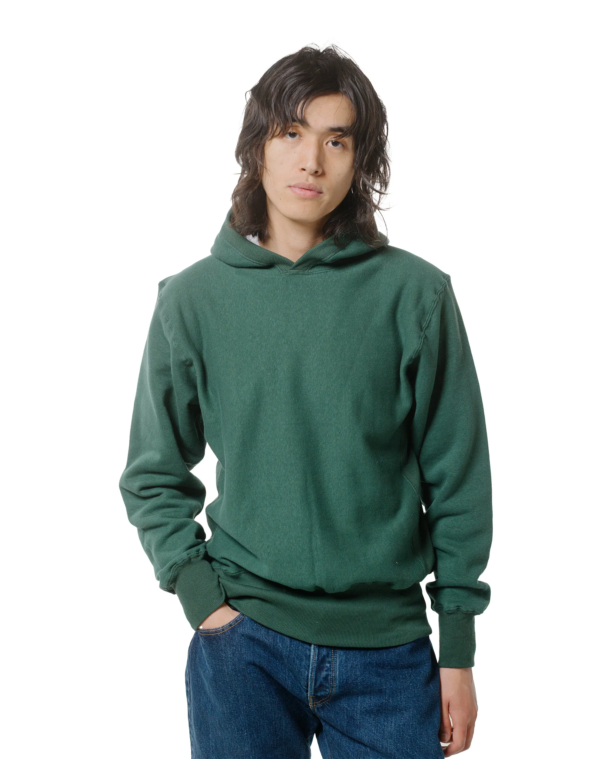 Warehouse Lot. JG-CS17 Rib-Trimmed RW Hoodie No Print Dark Green sold by Lost & Found product image thumbnail 2