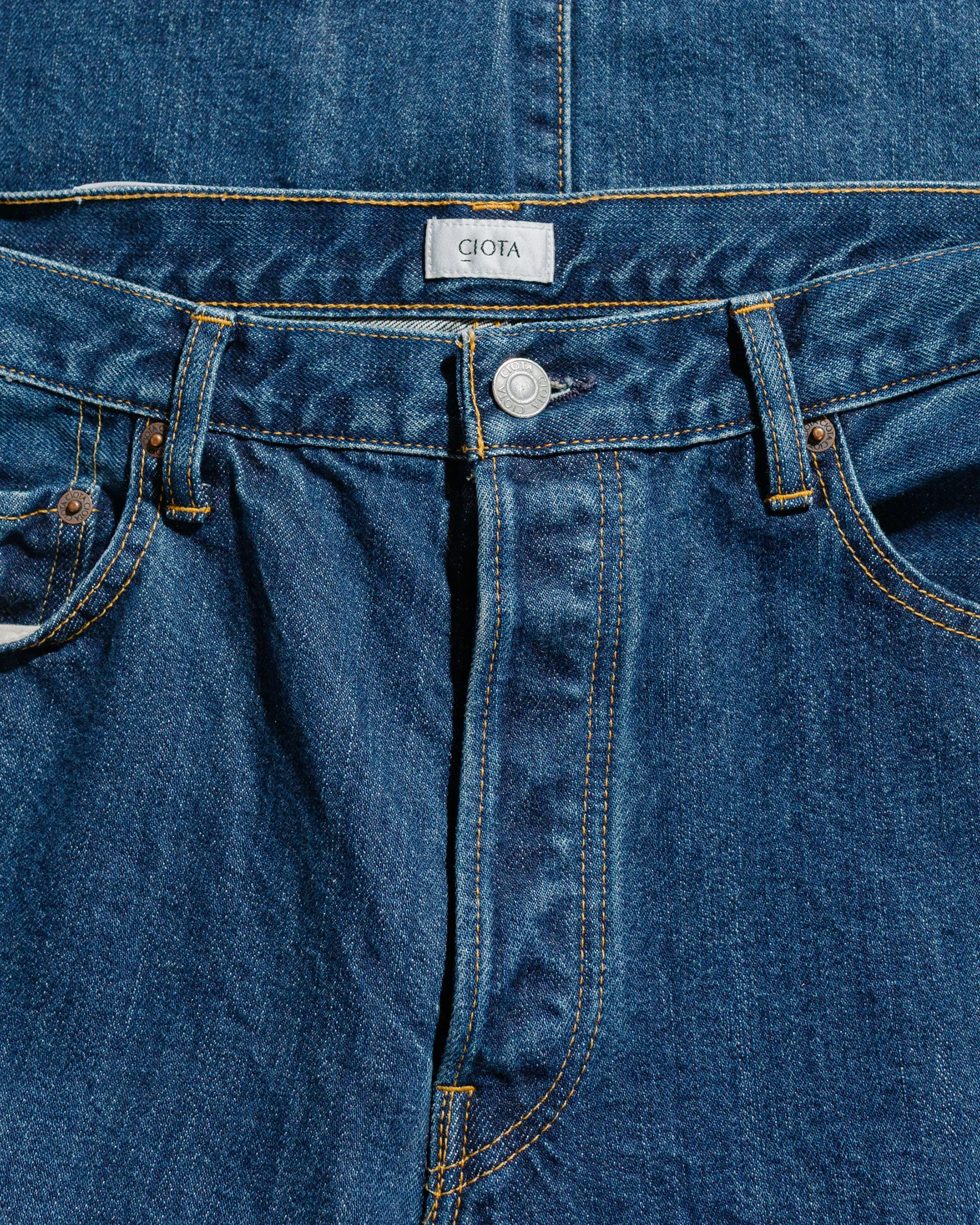 CIOTA Straight 5 Pocket Pants (Real Indigo) Dark Blue Damage sold by Lost & Found product image thumbnail 5