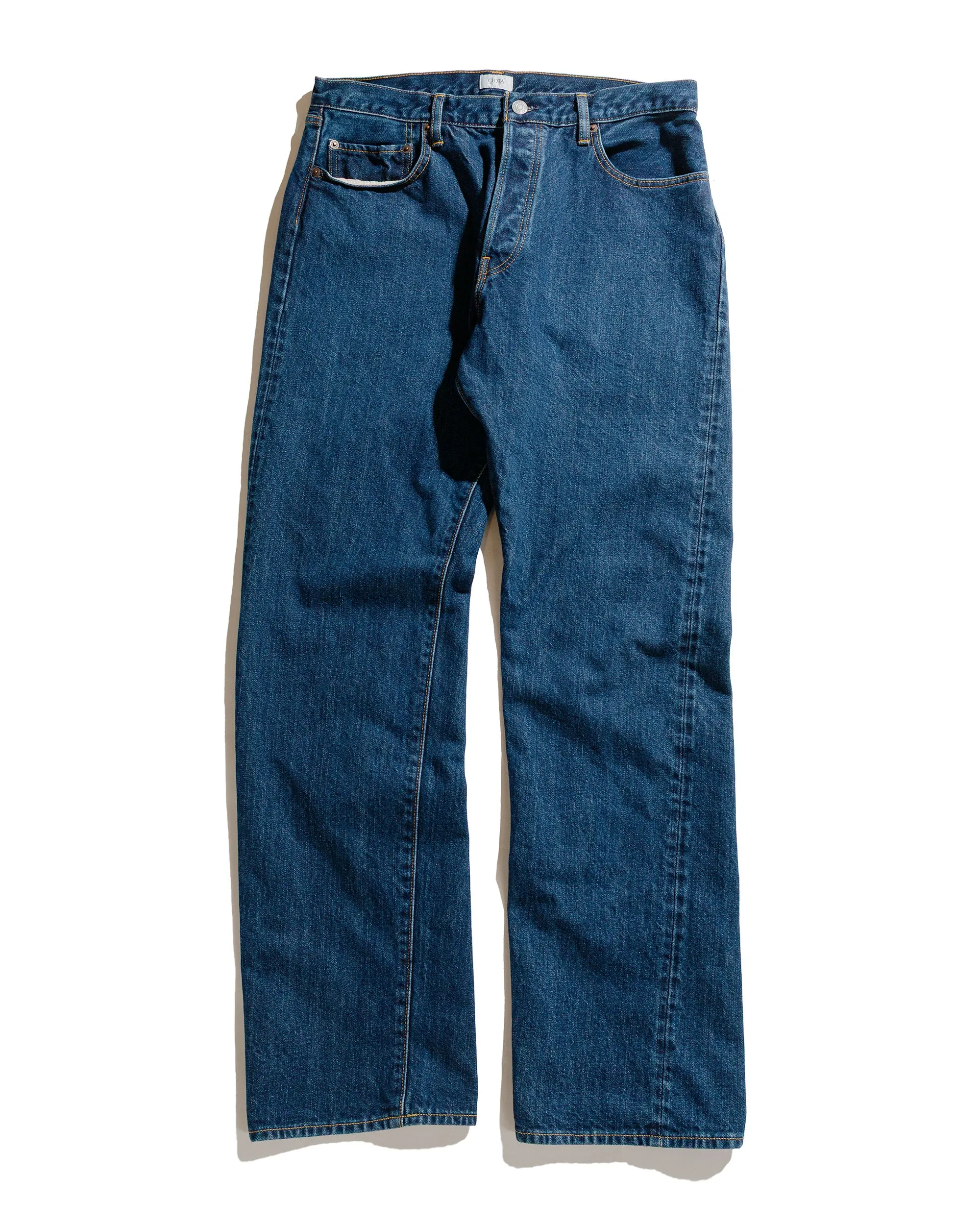 CIOTA Straight 5 Pocket Pants (Real Indigo) Dark Blue Damage sold by Lost & Found