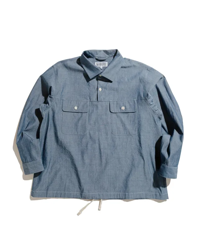 Engineered Garments Workaday Jumper Shirt Indigo Cotton Chambray sold by Lost & Found