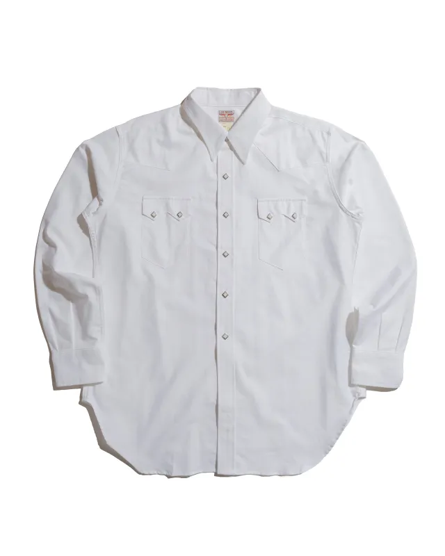 The Real McCoy's MS25012 Oxford Western Shirt / Sawtooth White sold by Lost & Found