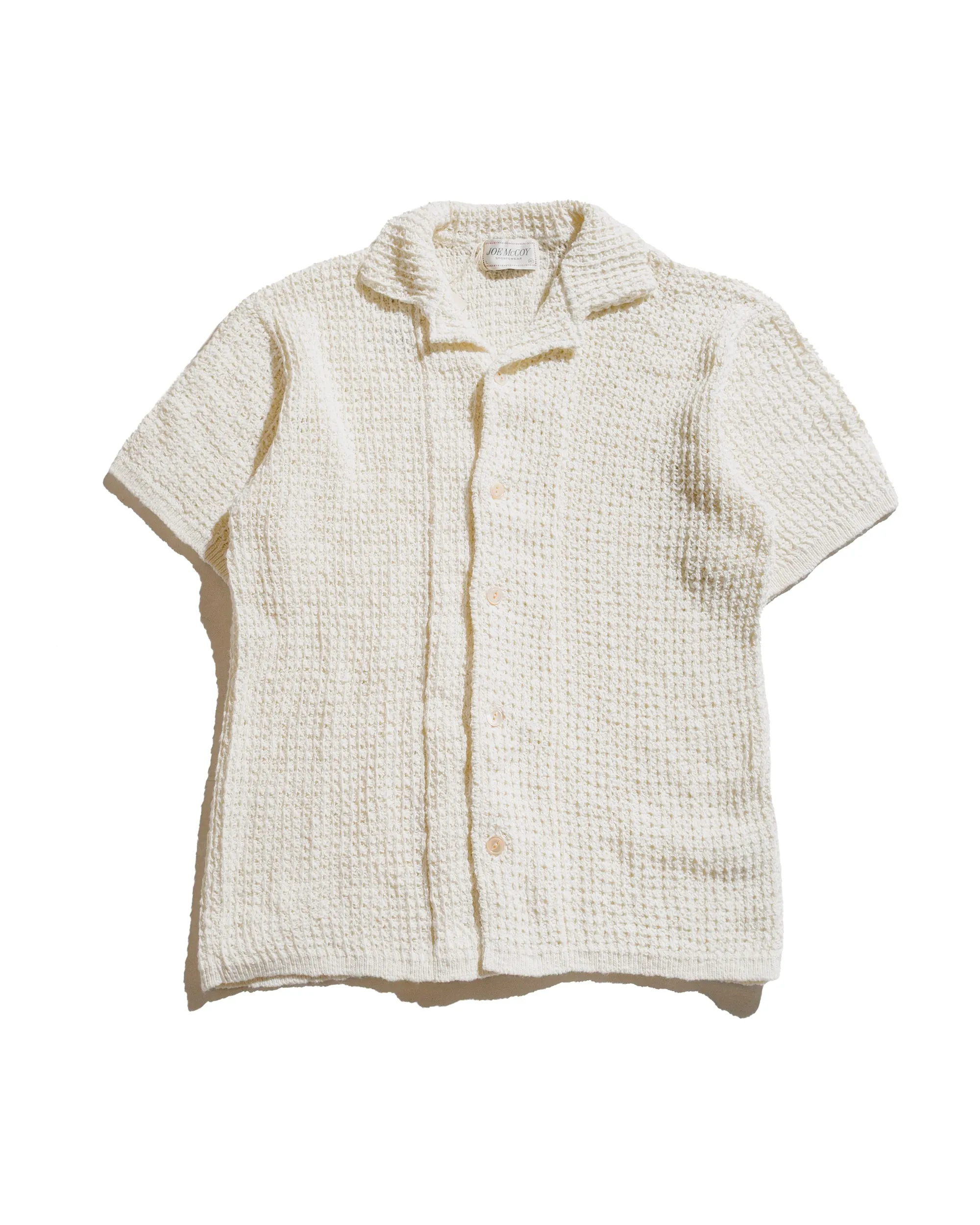 The Real McCoy’s MC25002 Cotton Knitted Button Up Shirt Milk sold by Lost & Found