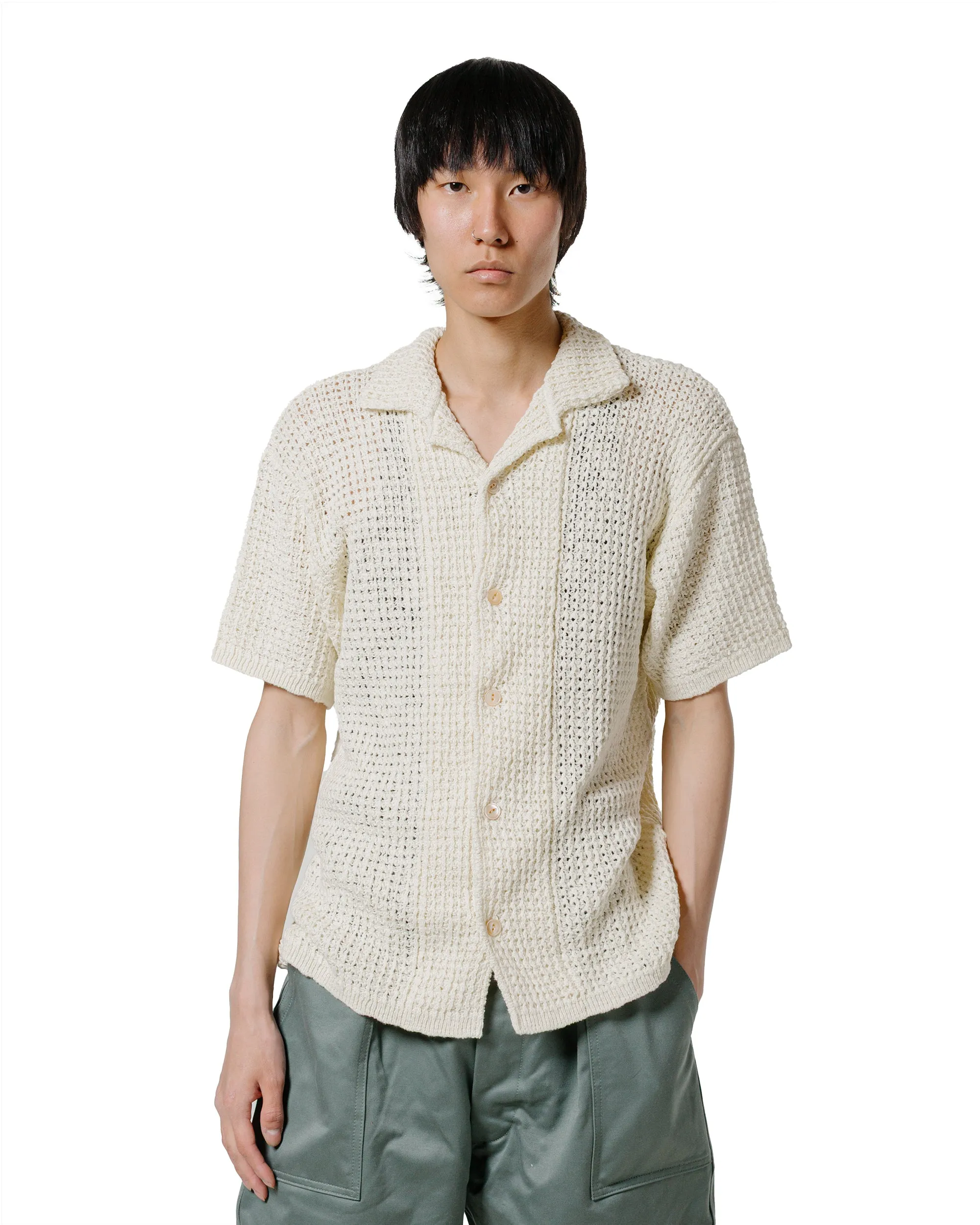 The Real McCoy’s MC25002 Cotton Knitted Button Up Shirt Milk sold by Lost & Found product image thumbnail 2
