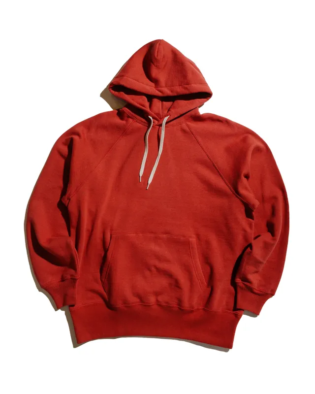 The Real McCoy’s MC24118 9 Oz. Loopwheel Raglan Hooded Sweatshirt Cherry sold by Lost & Found