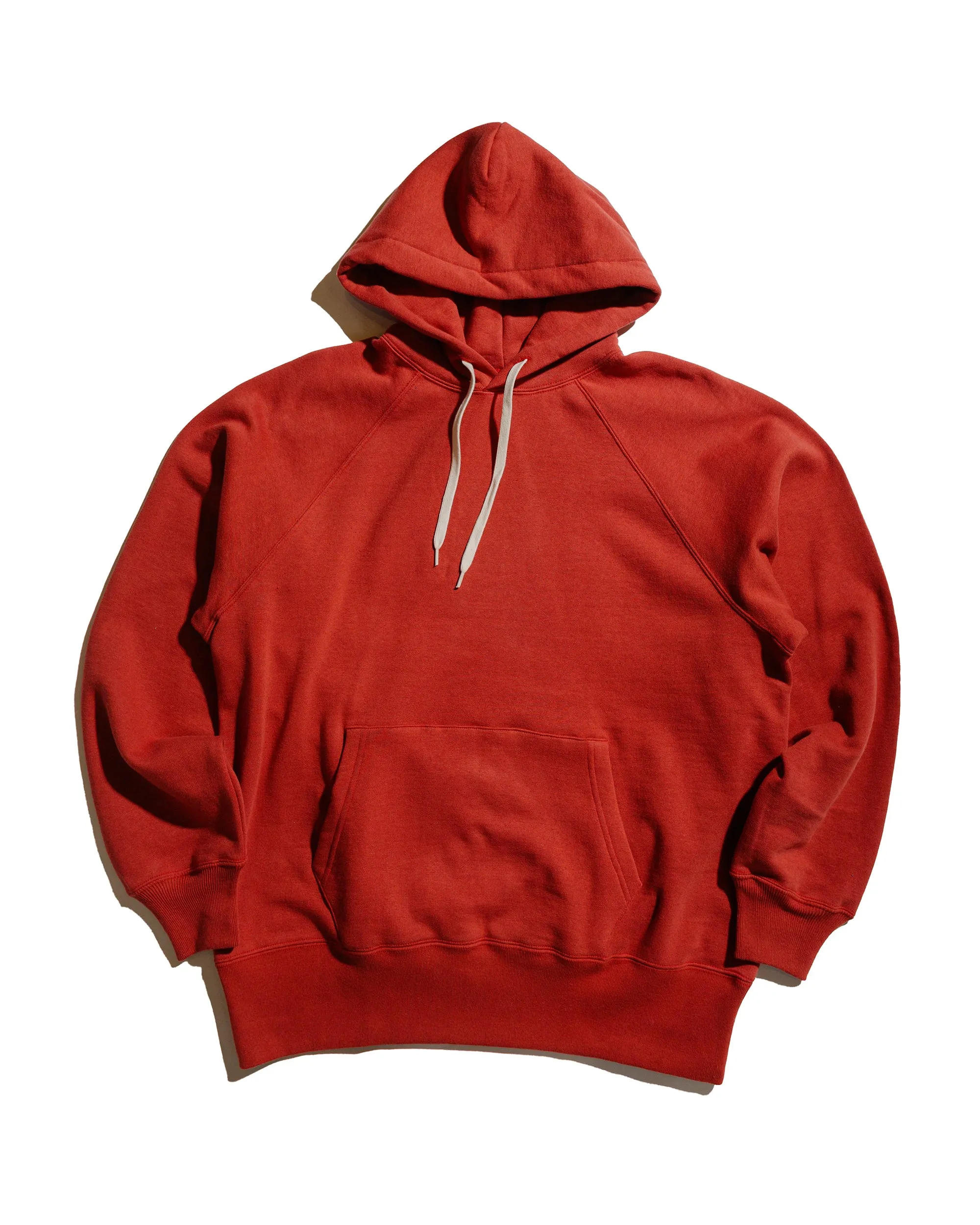 The Real McCoy’s MC24118 9 Oz. Loopwheel Raglan Hooded Sweatshirt Cherry sold by Lost & Found