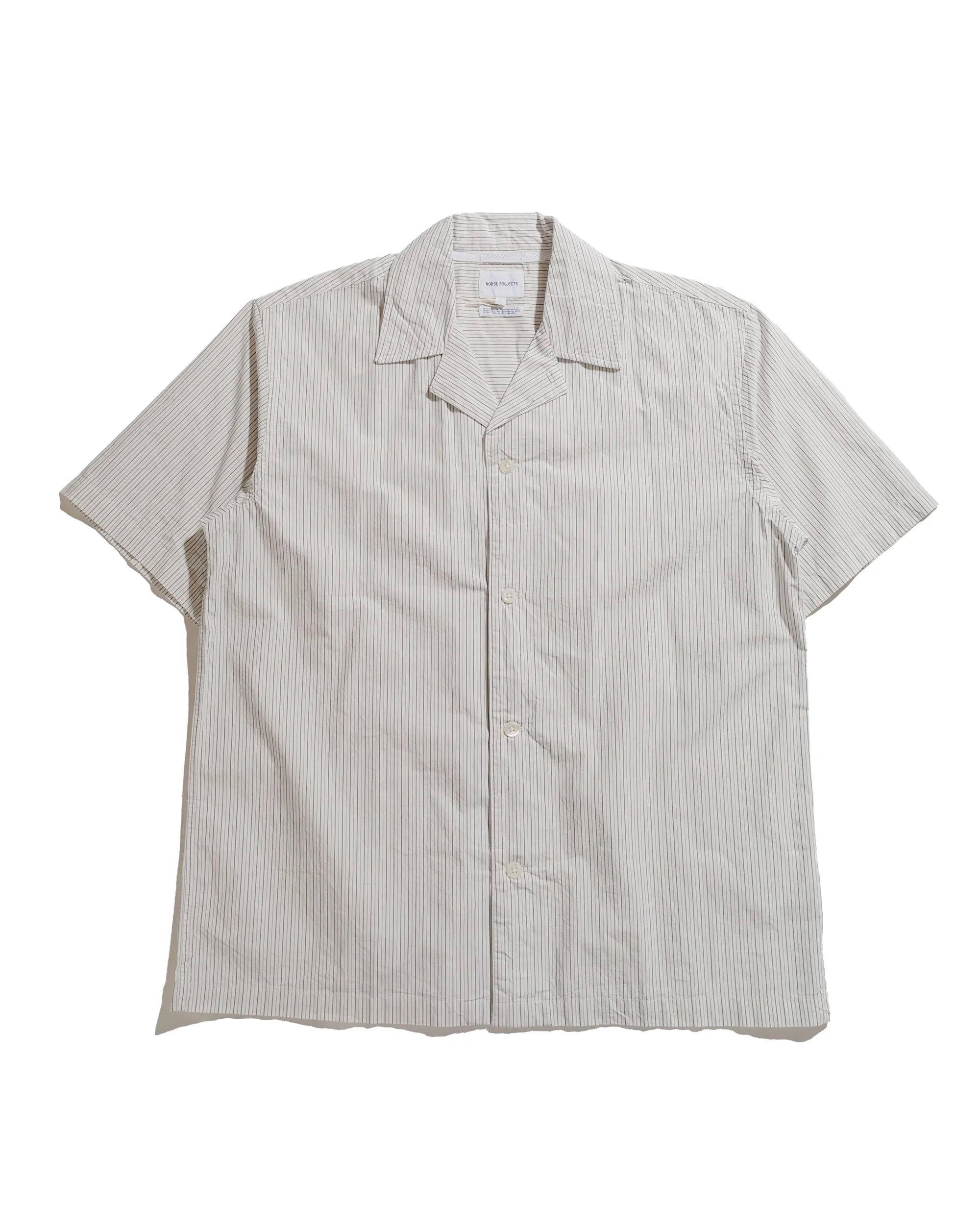 Norse Projects Mads Poplin Stripe SS Ecru sold by Lost & Found