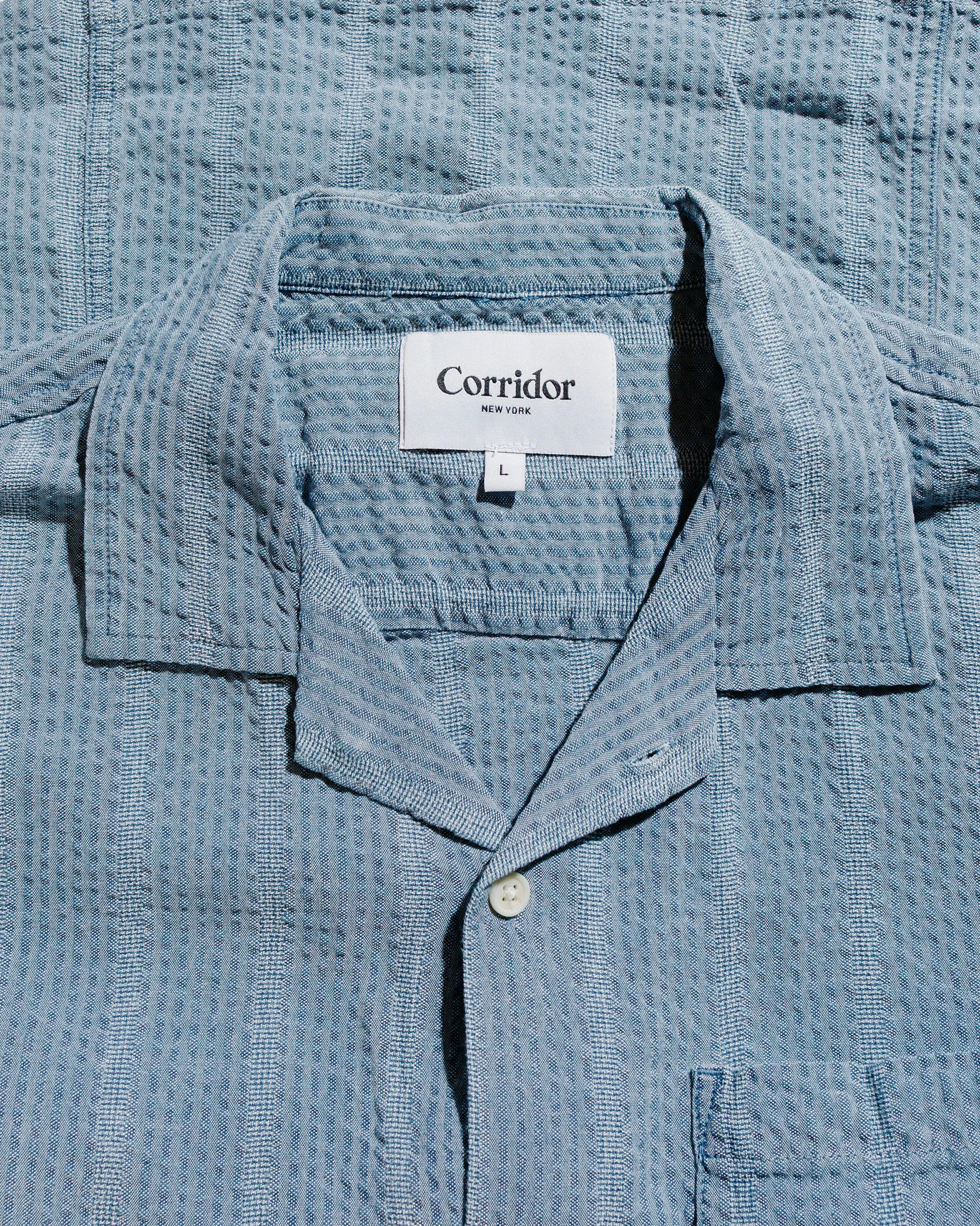 Corridor Striped Seersucker SS Indigo sold by Lost & Found product image thumbnail 5