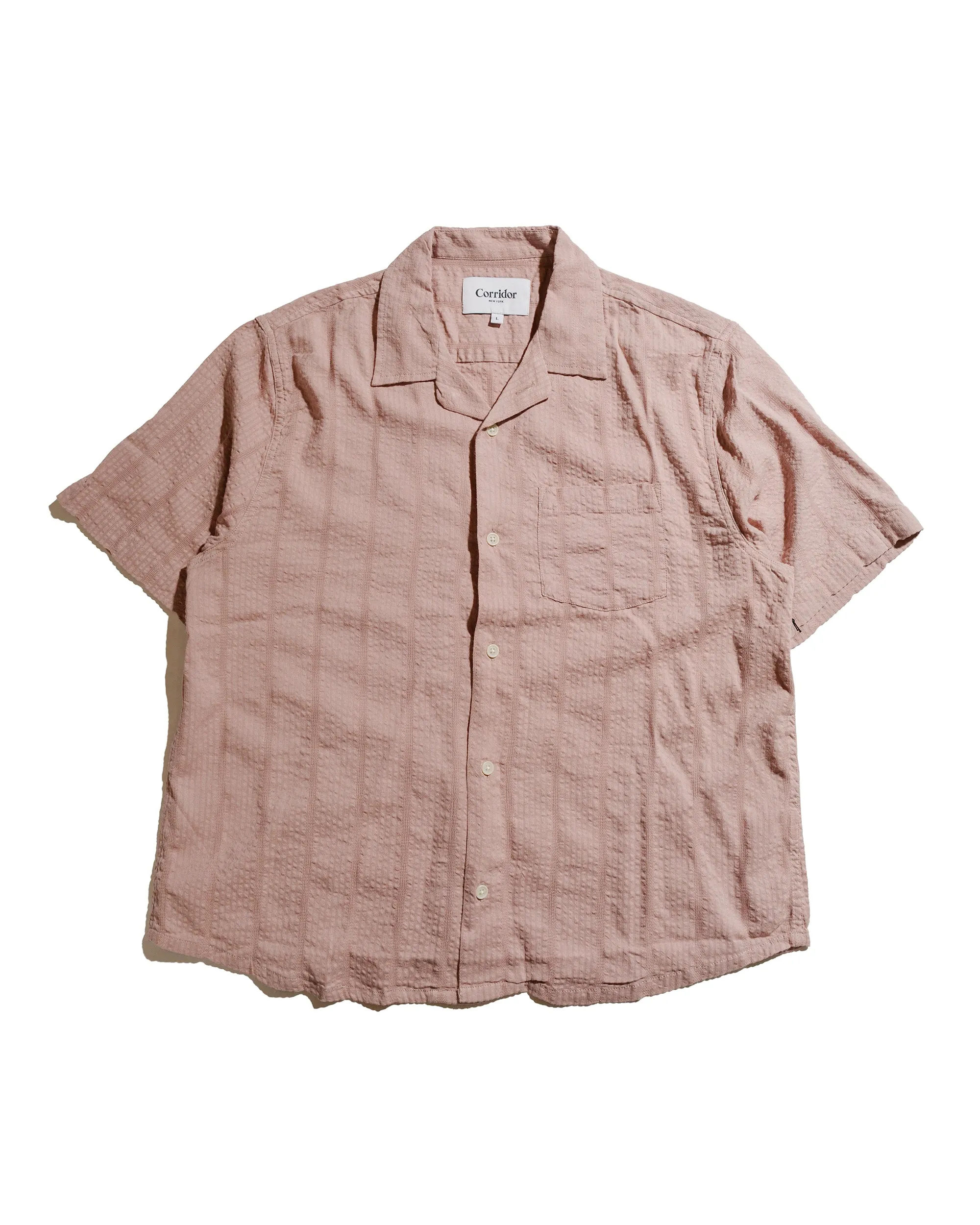 Corridor Striped Seersucker SS Pink sold by Lost & Found