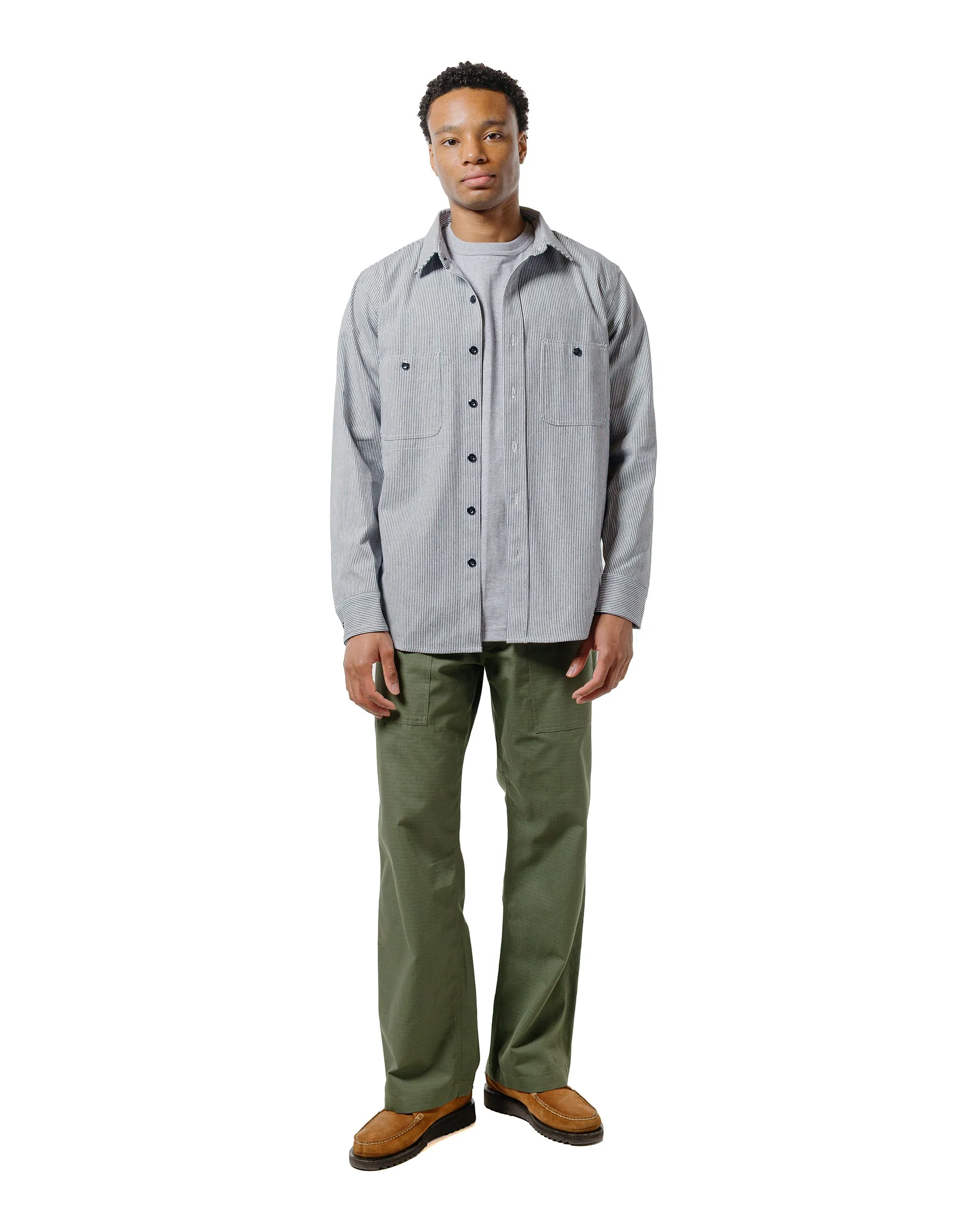 Randy's Garments 3-Pocket Work Shirt 8oz Narrow Stripe Cotton Denim White/Indigo sold by Lost & Found product image thumbnail 4