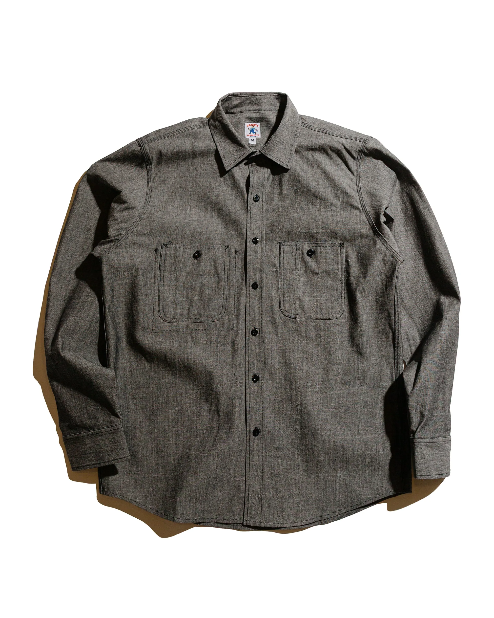 Randy's Garments 3-Pocket Work Shirt 7oz Cotton Washed Chambray Black sold by Lost & Found