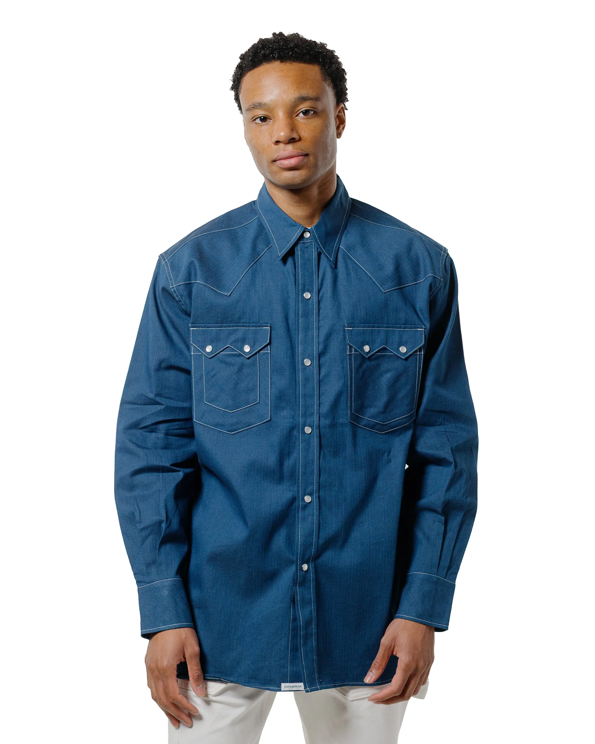 Sassafras Weeds Digger Shirt 6.5oz Herringbone Denim Indigo sold by Lost & Found product image thumbnail 2