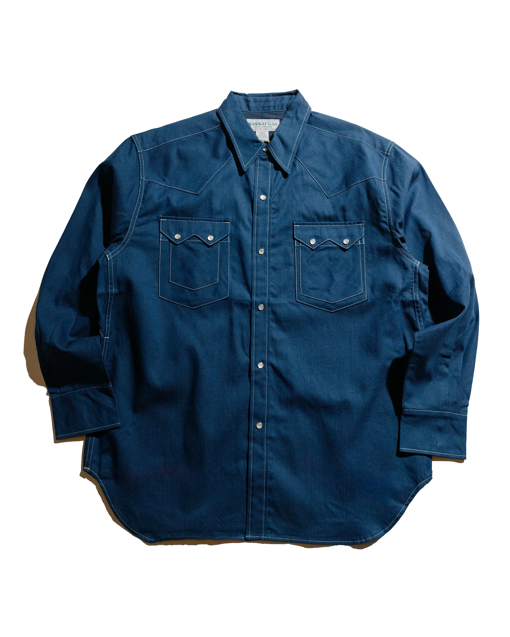 Sassafras Weeds Digger Shirt 6.5oz Herringbone Denim Indigo sold by Lost & Found
