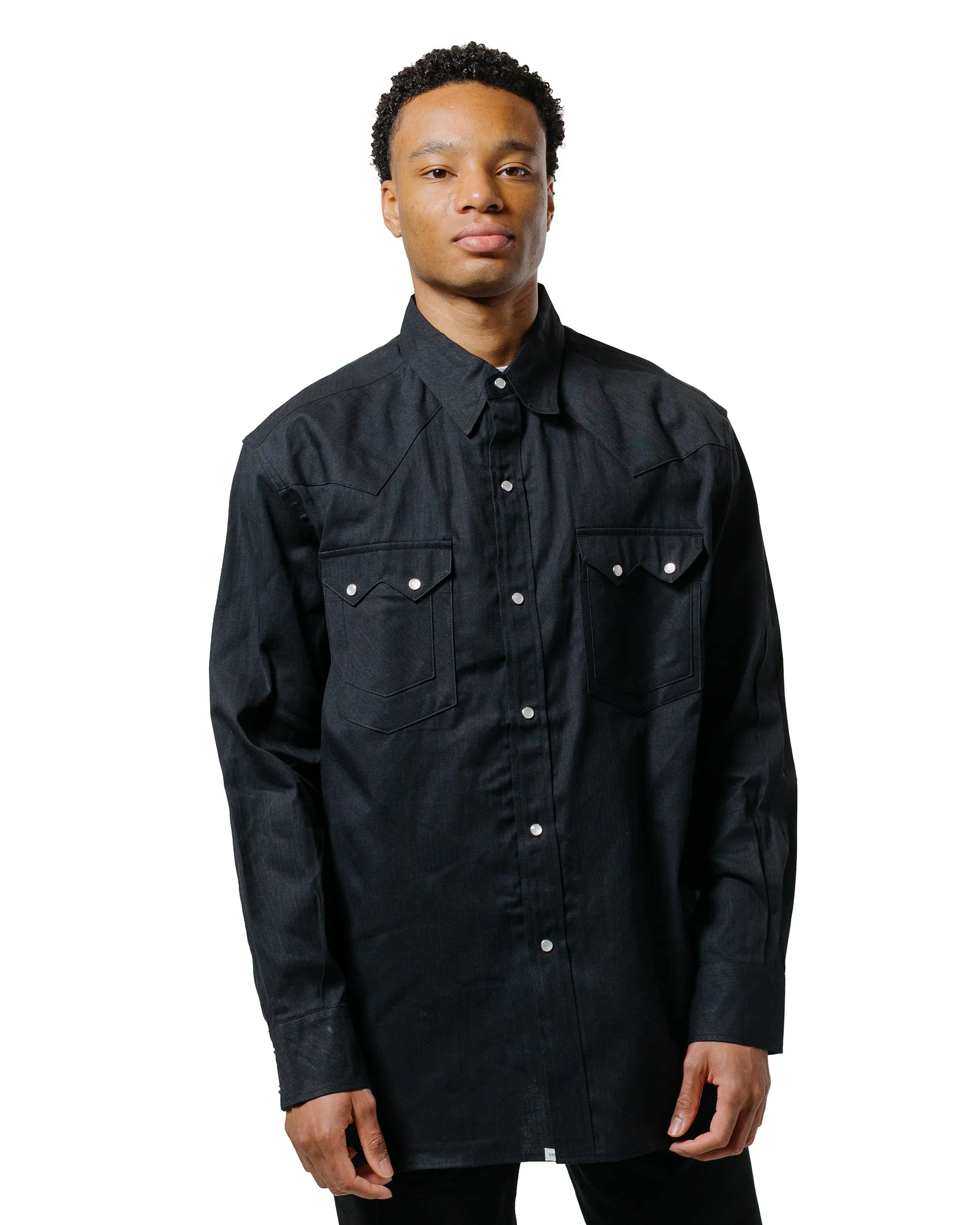 Sassafras Weeds Digger Shirt 6.5oz Herringbone Denim Black sold by Lost & Found product image thumbnail 2