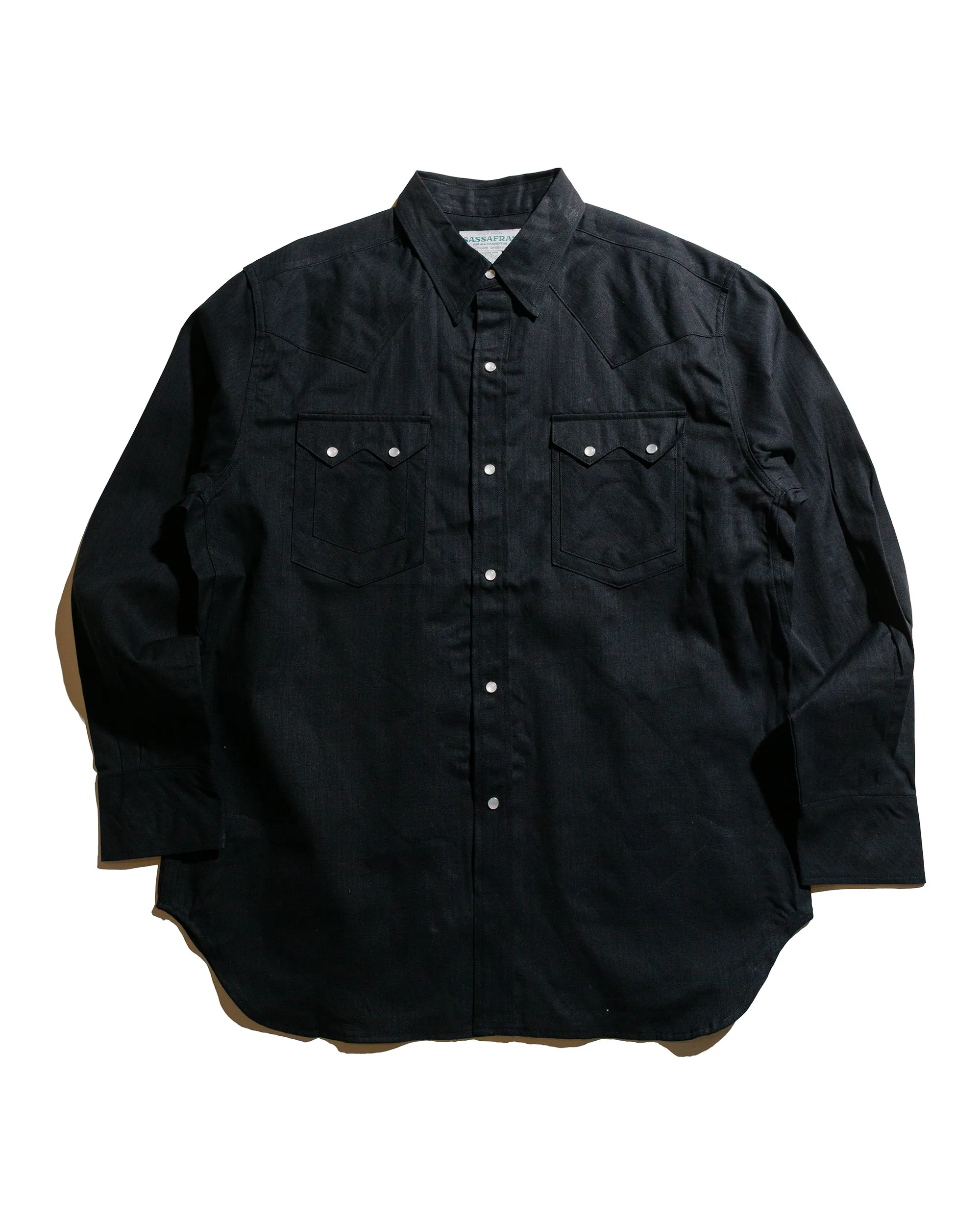 Sassafras Weeds Digger Shirt 6.5oz Herringbone Denim Black sold by Lost & Found