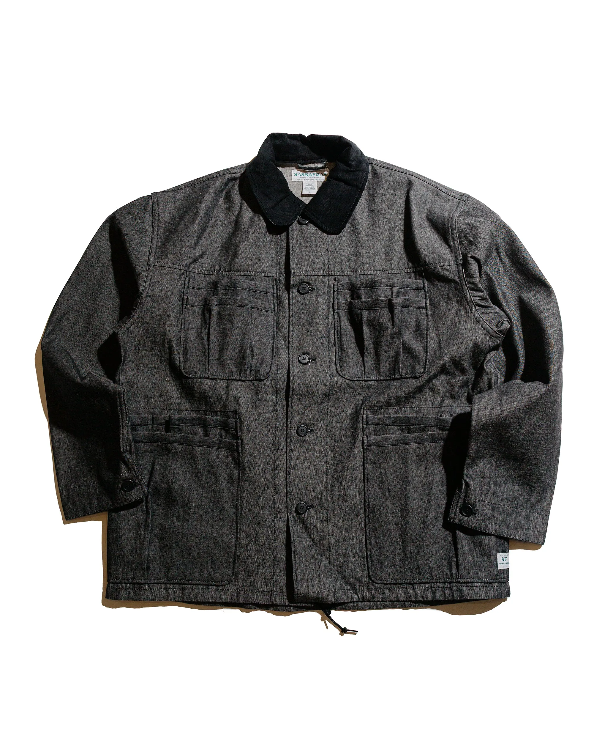 Sassafras Overgrown Warden Jacket 10oz Denim Black sold by Lost & Found